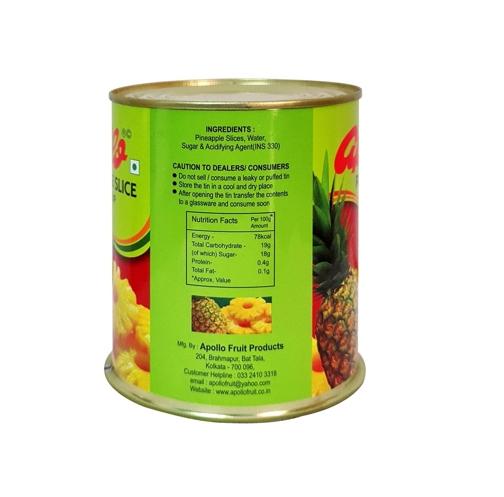APOLLO APLLO PINEAPPLE SLICE IN SYRUP 850G