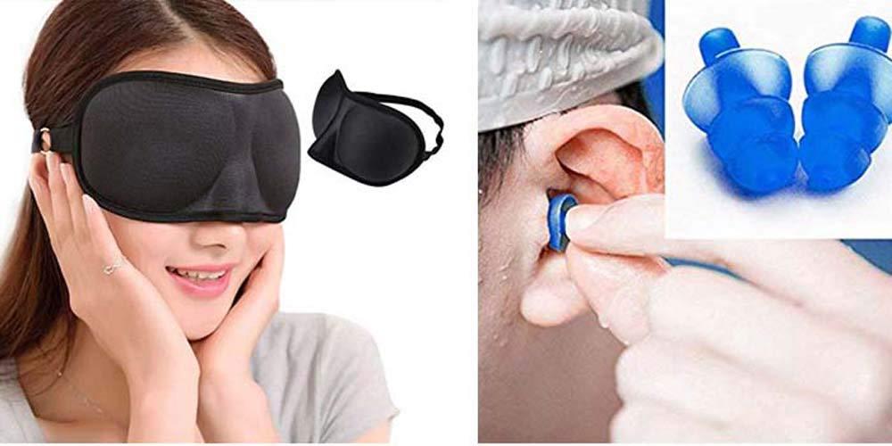 G-TRADE G-TRADE 100% New Best For Travel Earplug & New Eye Mask Soft Silicone Noise Reduction Ear Plugs and Eye Mask for Sleeping, Meditation, Swimming
