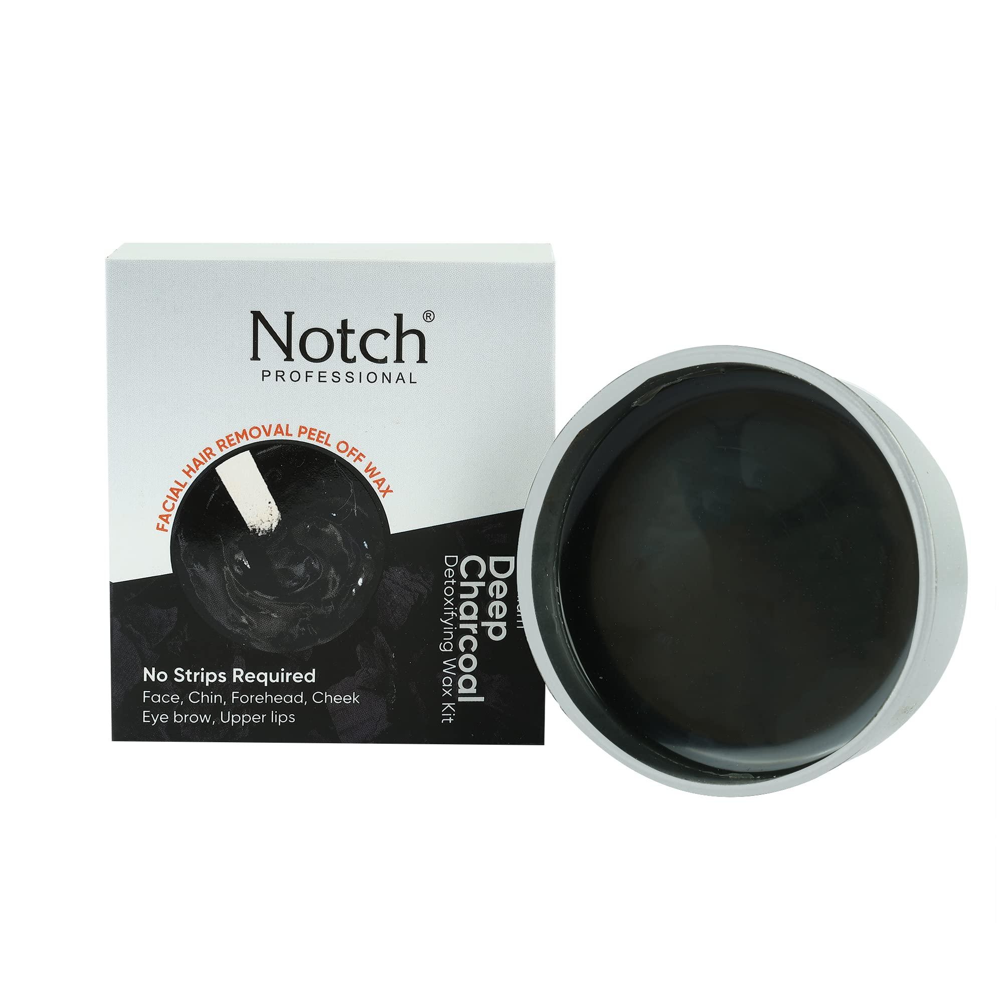 NOTCH FYORR No Strip Deep Charcoal Sensitive Areas Face And Body Katori Wax For Eyebrow/Upper Lips/Facial Hair/Bikni/Armpit/Underarms/Legs/Thigs Peel Off Hair Removal Wax (80Gram)