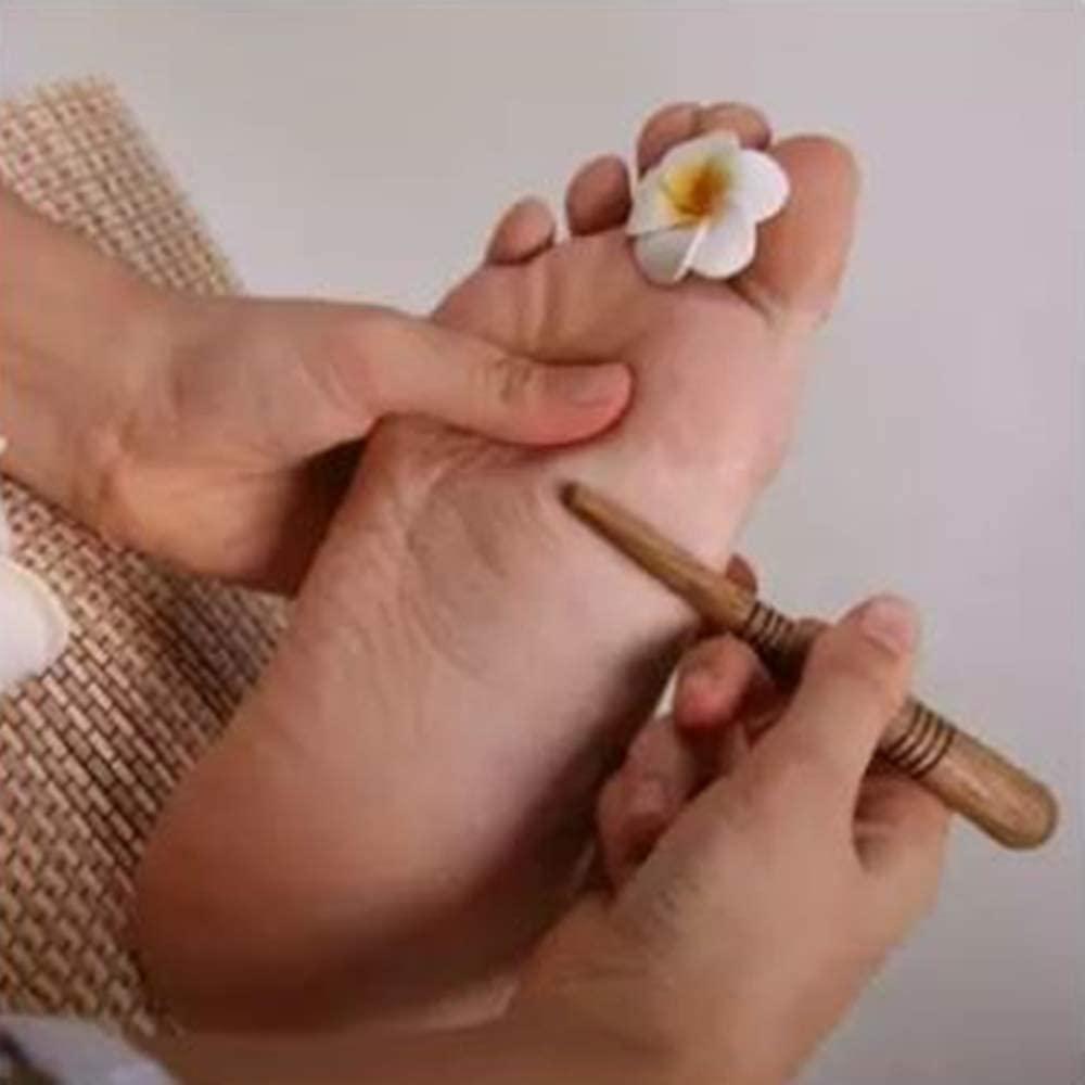 Srar Wood Craft 1 Pcs Thai Foot Wooden Stick Massage Reflexology Health Tool Small Wooden Stick Therapy Reflexology Traditional Tool Hand Face Head Body Foot Wood Pain Relief Working Travel Home 16.5 cm