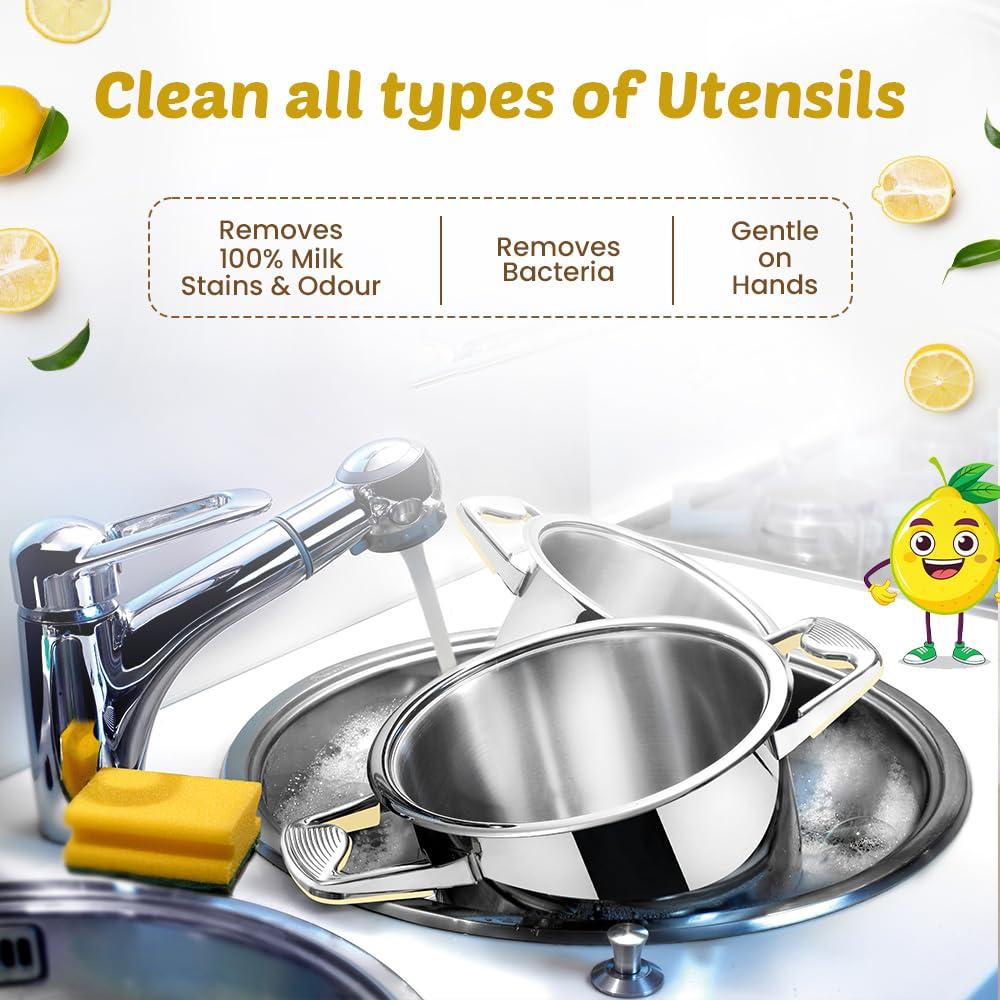 JAVI JAVI Dish Wash Powder to Liquid Refill Pack (10 Sachet = 5 Ltr) | Natural, Plant Based, Non Toxic & Eco-Friendly | Remove tough grease, soft on hands | Baby Safe & Pet safe | Crockery wash