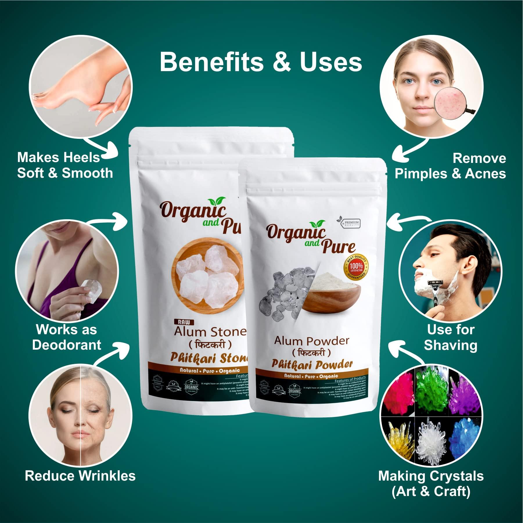 Organic and Pure Organic and Pure Alum Stone Powder | Phitkari Powder | Fitkari Powder for Skin Vastu Face Skin Hair Water Underarms Shave Teeth | Potassium Alum 4500g