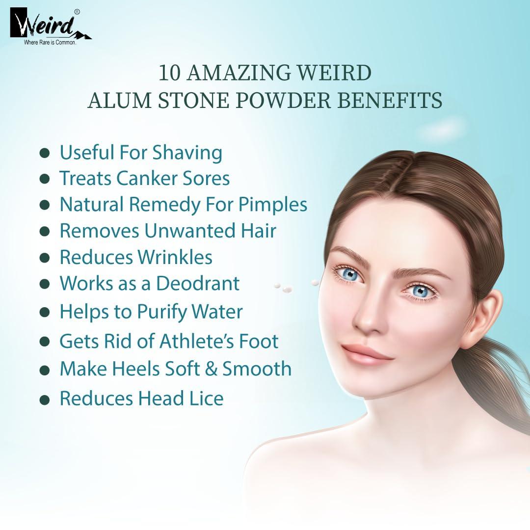 WEIRD Weird Alum Stone Powder 400 GM | Fitkari | Phitkari | Canker Sores | Skin Tightening | Flower | Crystals | Aftershave Use | Water Purification | Facial Hair Removal