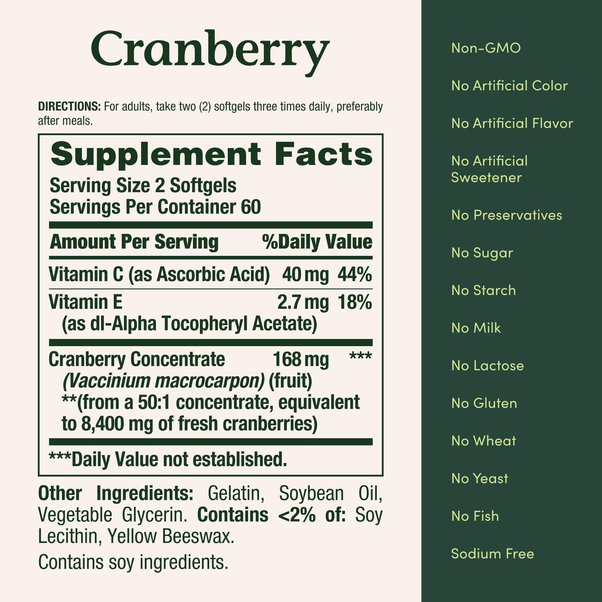 Nature\'s Bounty Nature\'s Bounty Cranberry Fruit 4200 mg, Plus Vitamin C, 120 Softgels : Pack of 1