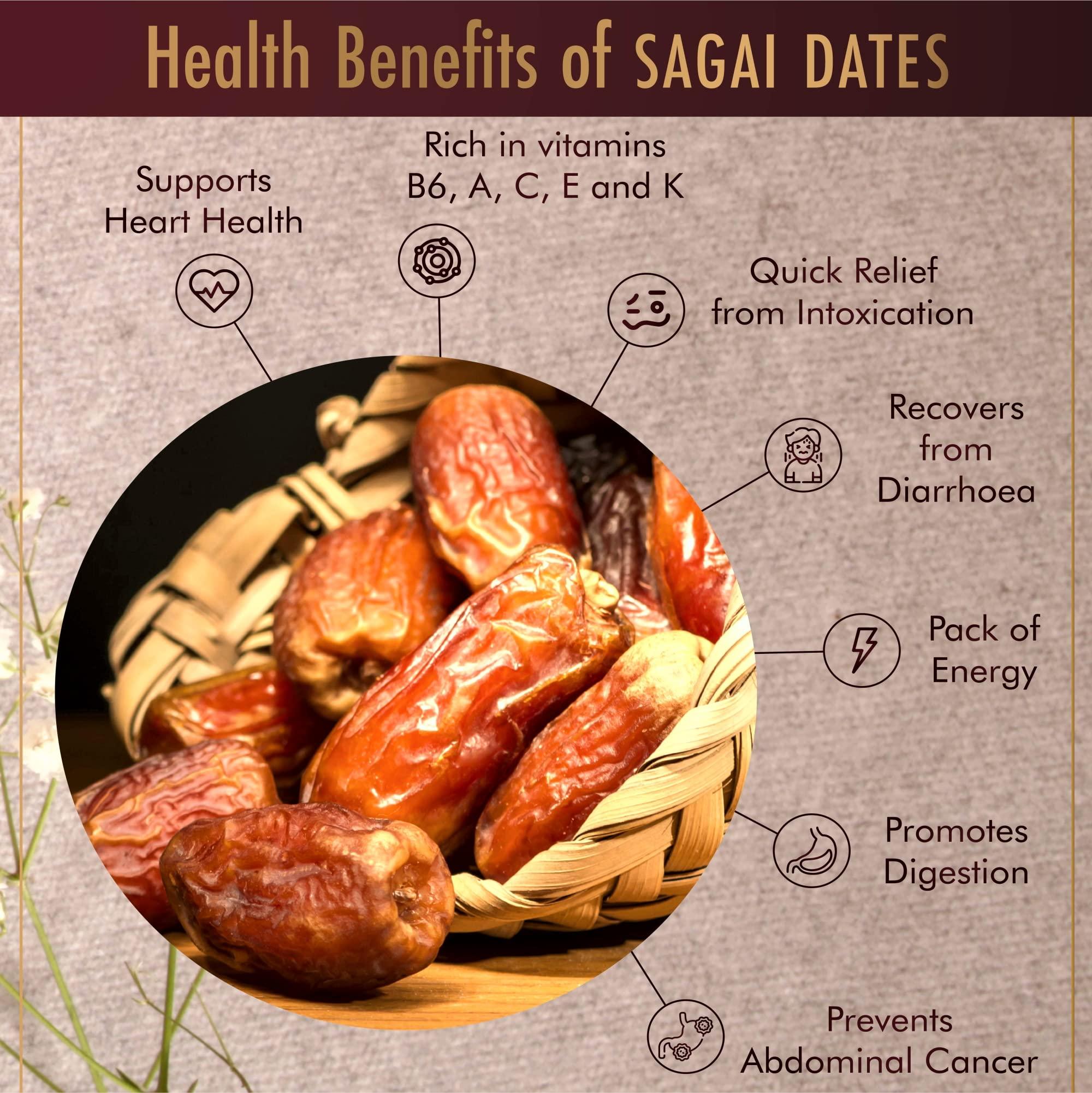 Occasions Occasions Sweet & Delicious Regular Sagai Dates - 500g, Sagai Dates, Original Sagai Dates, Dried Dates |Rich in Iron | Healthy Food | Saudi Arabian Dates