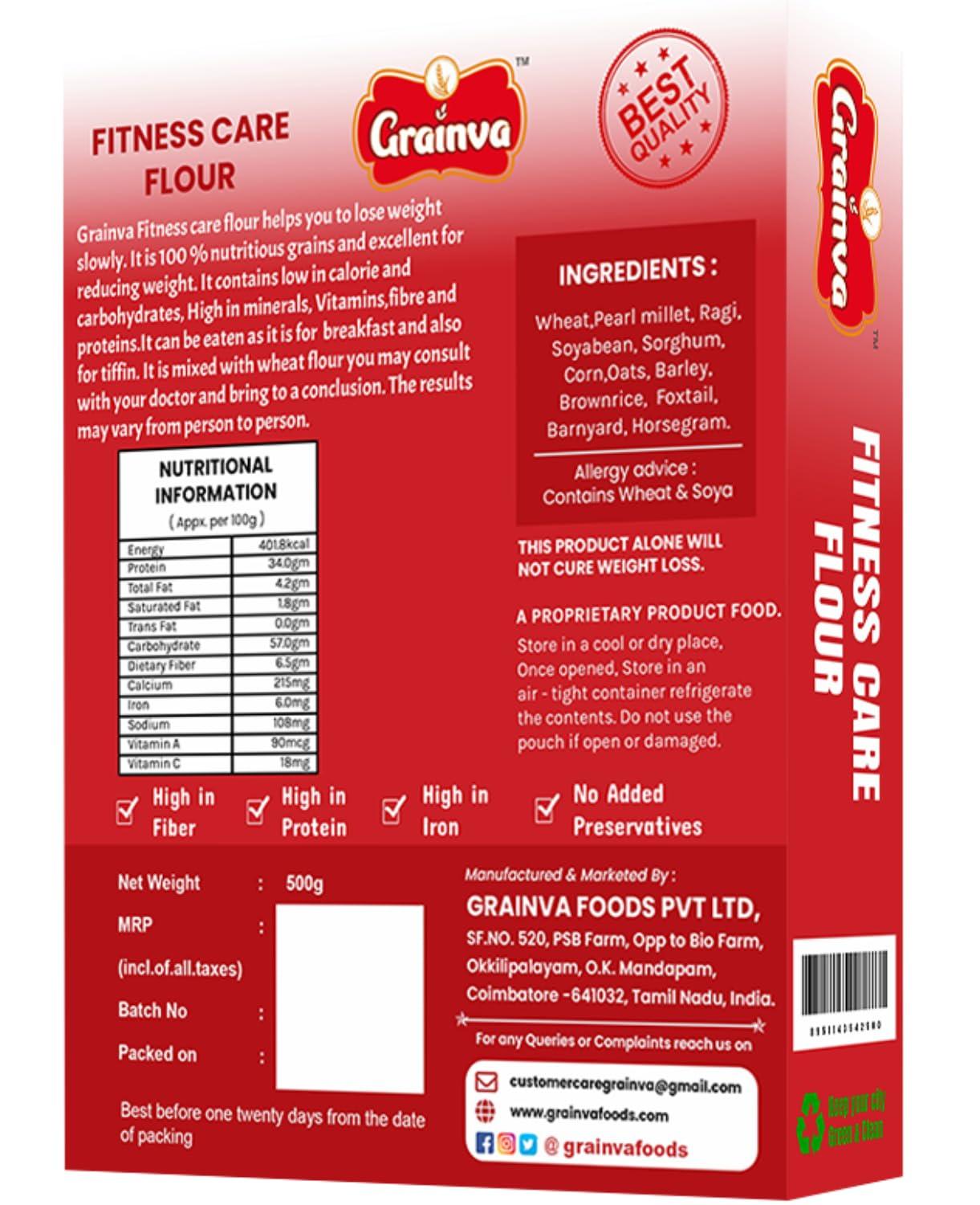 Grainva Grainva Fitness Care Flour Fitness Atta Healthy Atta Gluten Free Low Carb Low GI High Protein High Fiber Pack of (1)