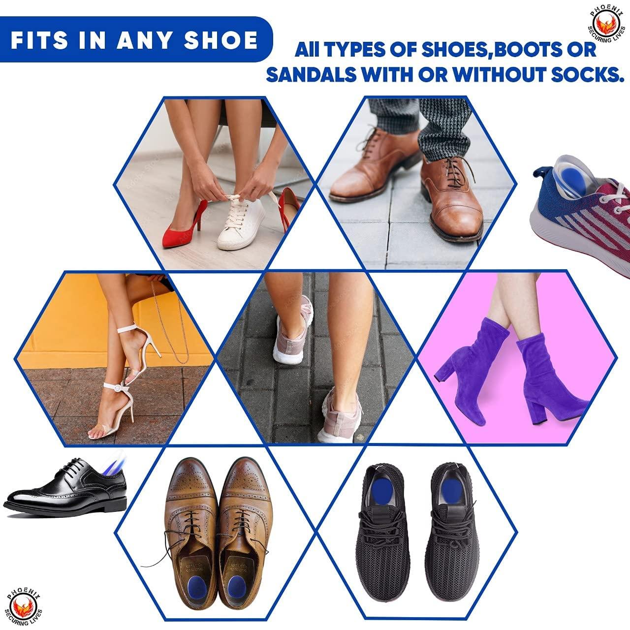 HINGOL HINGOL Gel Heel Cups Plantar Fasciitis Inserts - Silicone Gel Heel Pads for Heel Pain, Bone Spur & Achilles Pain, Gel Heel Cushions and Cups, Pad & Shock Absorbing Support