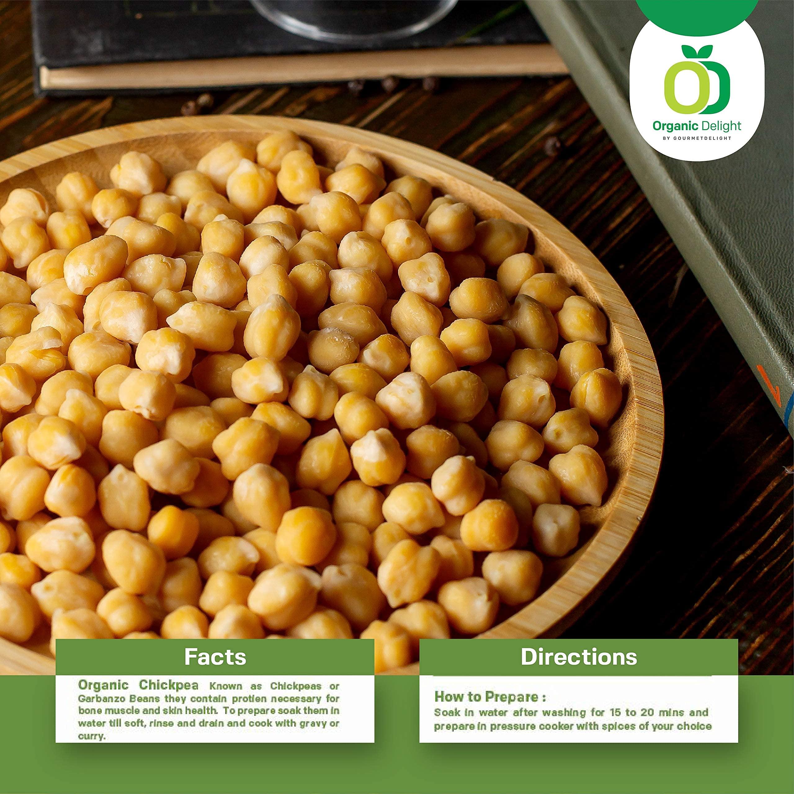 Organic Delight Organic Delight Kabuli Chana/Chickpea (1kg) 100% Natural -USDA Certified - White Chana/Chole Chana - Rich Fiber, High Protein (1 kg)