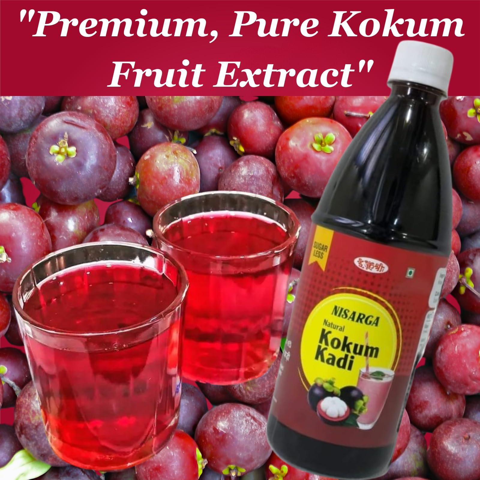 NISARGA NISARGA Kokum Juice (Agal) Concentrate - 750 ml - NO SUGAR I Kokum Kadi I Makes around 8 Litres of ready to drink Juice I Kokum Juice Extract I No Artificial Flavours, No Artificial Colours, No Preservatives.