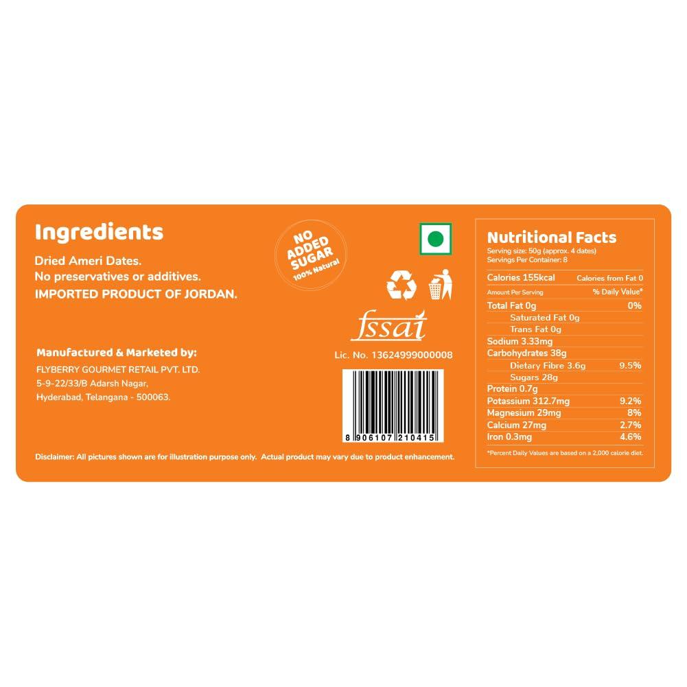 Flyberry Gourmet Flyberry Gourmet Ameri Dates (Khajoor/Khajur) 200g | 100% Natural | Rich in Calcium, Iron and Potassium | Instant Energy