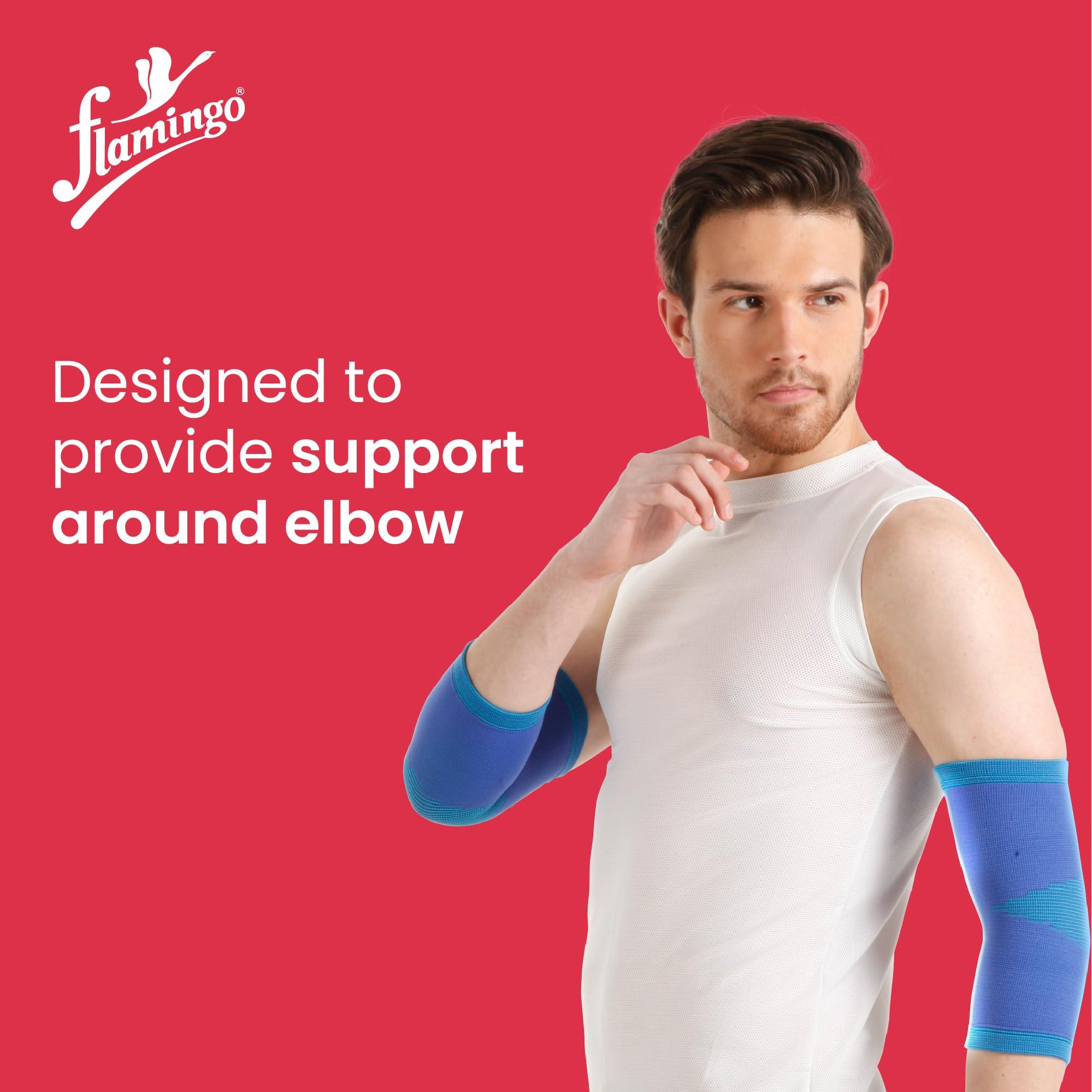 Flamingo Flamingo Premium Elbow Support Regular for gym,Pain Relief, Tennis, Volleyball, Cricket | Elbow Compression Sleeves for Men & Women (Pair) | Color-Blue | Size-XL