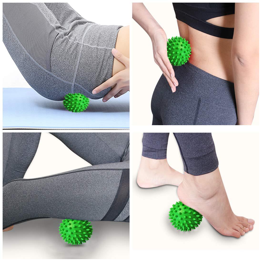 Super Female Professional Massage Balls Foot Ball Foot Massager Spiky Roller for Deep Tissue Trigger Point Plantar Fasciitis Reflexology Stress Therapy Myofascial Release(Green)