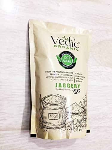 Jay Sudh Bhumi Organic Farmer Producer Co. Pvt ltd Vedic Organic, Organic Jaggery/Gur Powder without Preservatives and Chemicals, Rich in Nutrition and Taste - 500 gram, Pouch Pack