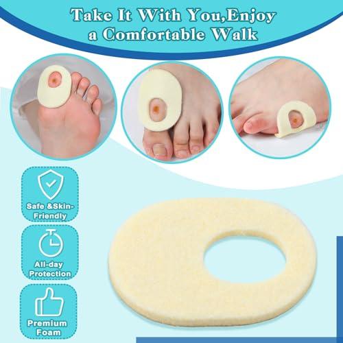 Nuanchu Nuanchu 72 Pcs Felt Callus Cushions Oval Shaped Callous Pads for Foot Adhesive Corn Cushions for Calluses Breathable Foot Pad for Bottom of Feet Pain Relief Men Women Foot Care, 1.7 x 2.2 Inch