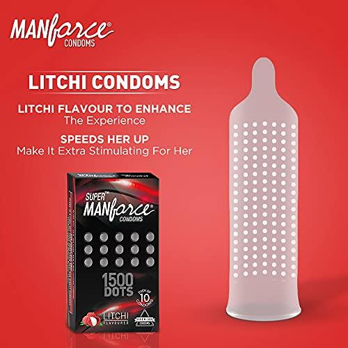 Manforce Manforce Extra Dotted Condoms, Litchi Flavoured- 10 Pcs x Pack of 2