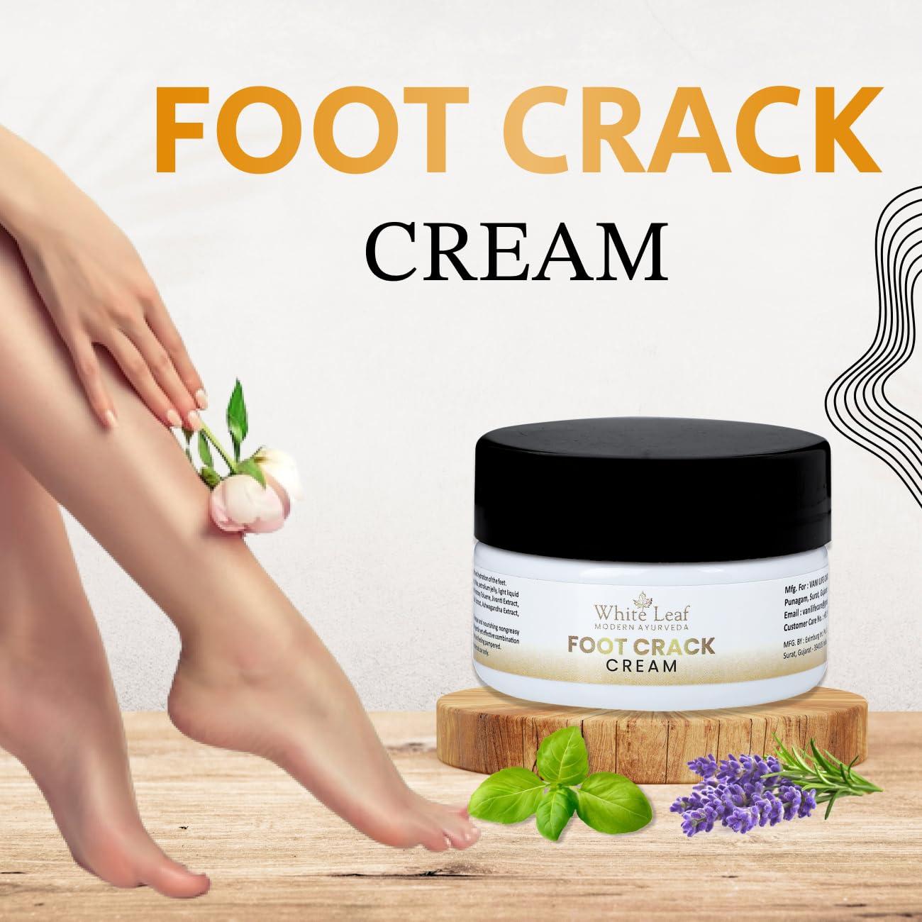 White Leaf White Leaf Foot Cream for Cracked Heels & Dry Feet, Foot Care Cream With Organic & Olive Oil, Moisturizing Healthy Feet for Men & Women - 50 gm