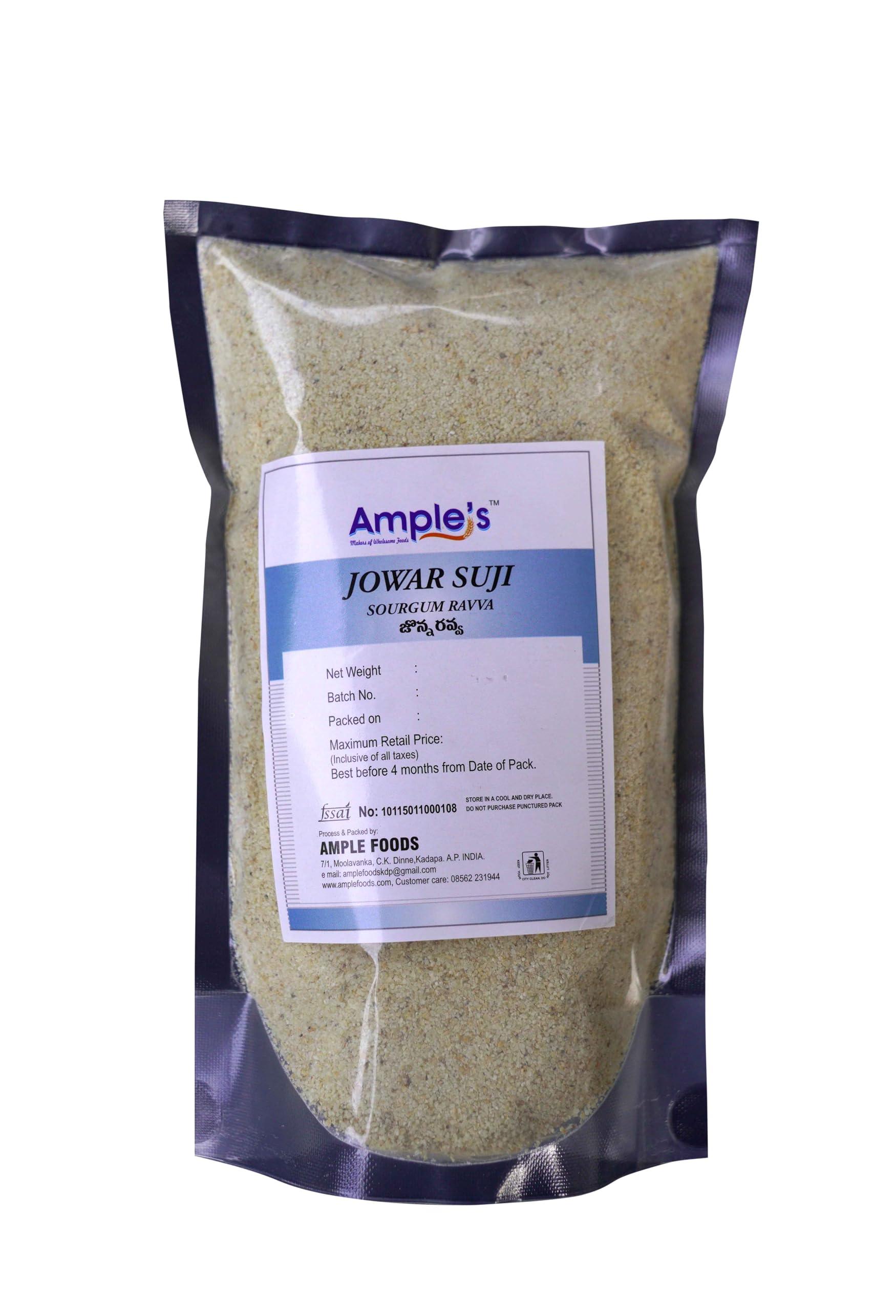 AMPLE FOODS Amples Jowar suji/ravva | Jonna ravva |Healthy Breakfast | No preservatives added | 500 gms | Gluten free