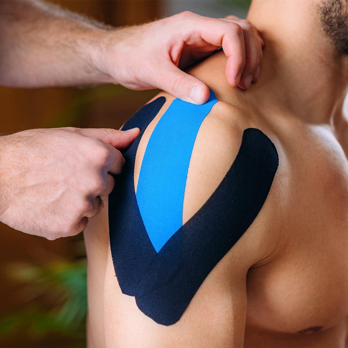 Hundred Hundred KT Tape | 5 Meters | Muscle Soreness & Pain Relief | Boosted Performance, Circulation and Body Awareness | Future Injury Prevention (Light Blue)