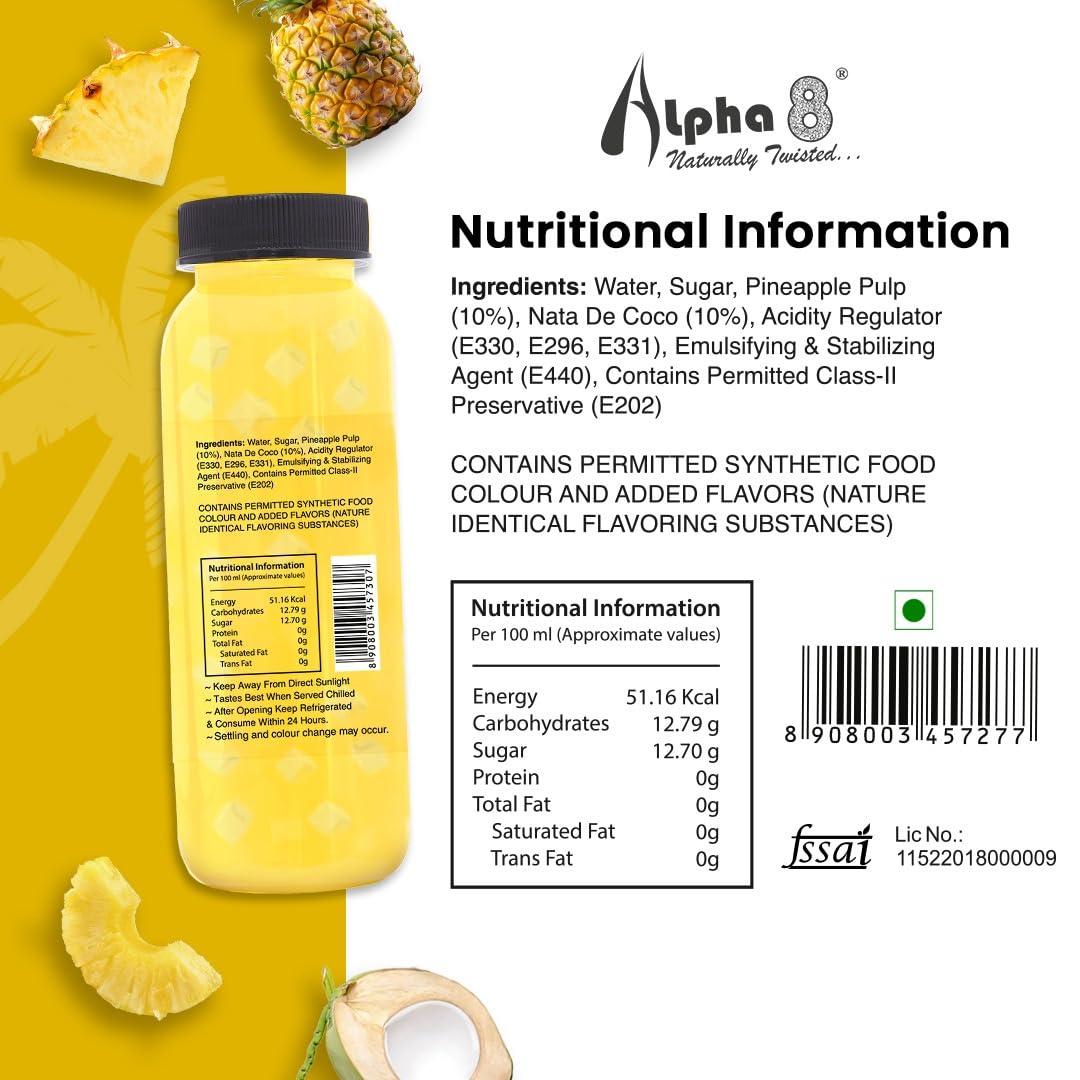 ALPHA 8 ALPHA 8 Natural Energizer & Immunity Booster, Healthy Juice, High Fiber, Real Natural Taste Juice (Pineapple, 200 ml (Pack of 24))