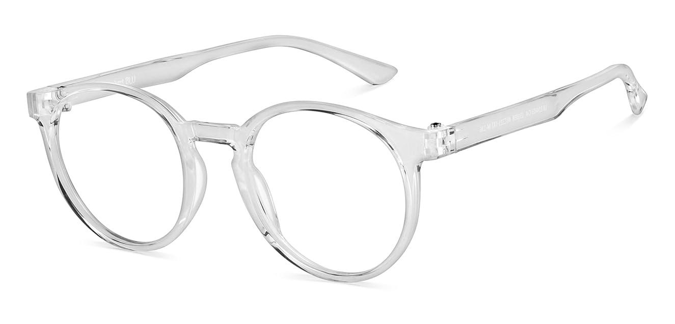 LENSKART BLU LENSKART BLU | Zero Power Blue Cut Computer Glasses | Anti Glare, Lightweight & Blocks Harmful Rays | UV Protection Specs | Transparent | Men & Women | Medium | LB E14453