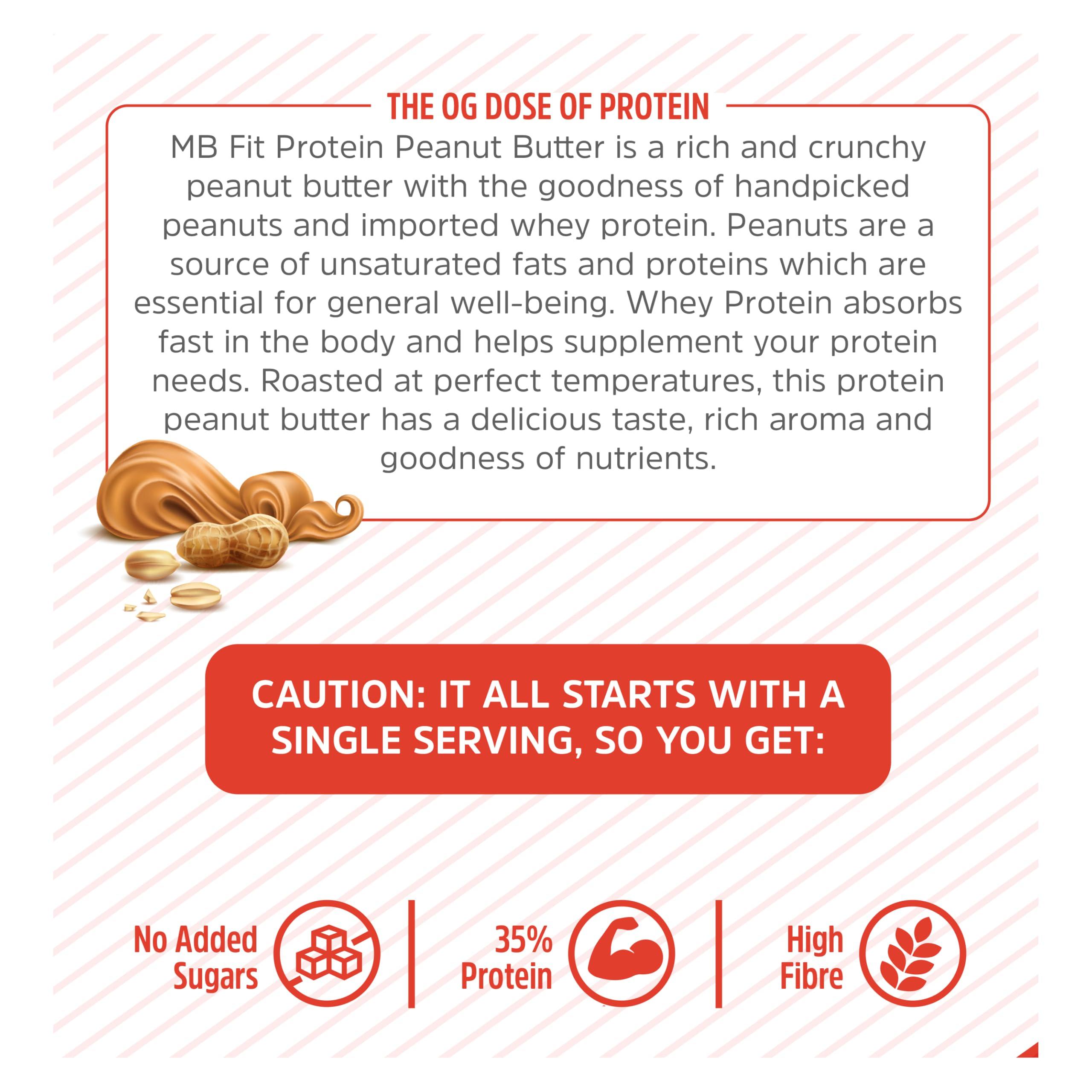 MuscleBlaze MuscleBlaze Fit High Protein Natural Peanut Butter, Crunchy (Unsweetened, 750g) | 35g Protein | With Whey Protein Concentrate