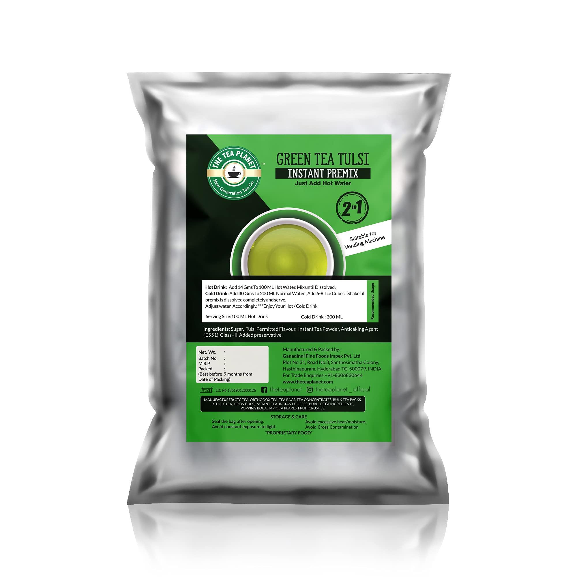 The Tea Planet Green Tea Tulasi Instant Tea Premix 1 kg (HOT OR ICED) For Vending Machine