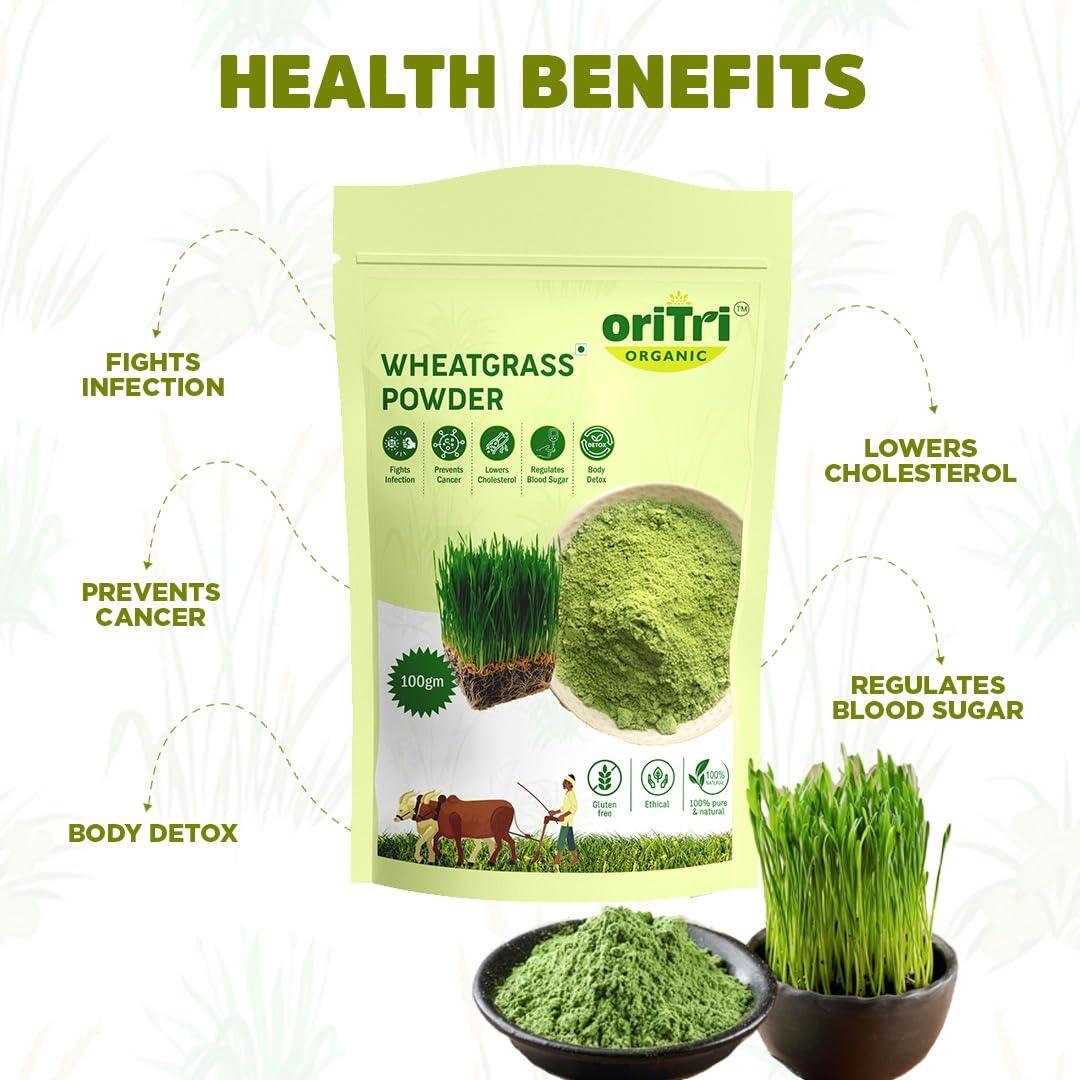 Oritri Organic Oritri Organic Wheat Grass Powder & Spirulina Powder: Nature\'s Powerhouse to Manage Blood Sugar, Immunity, Detox & Reduce Inflammation (Combo Pack)