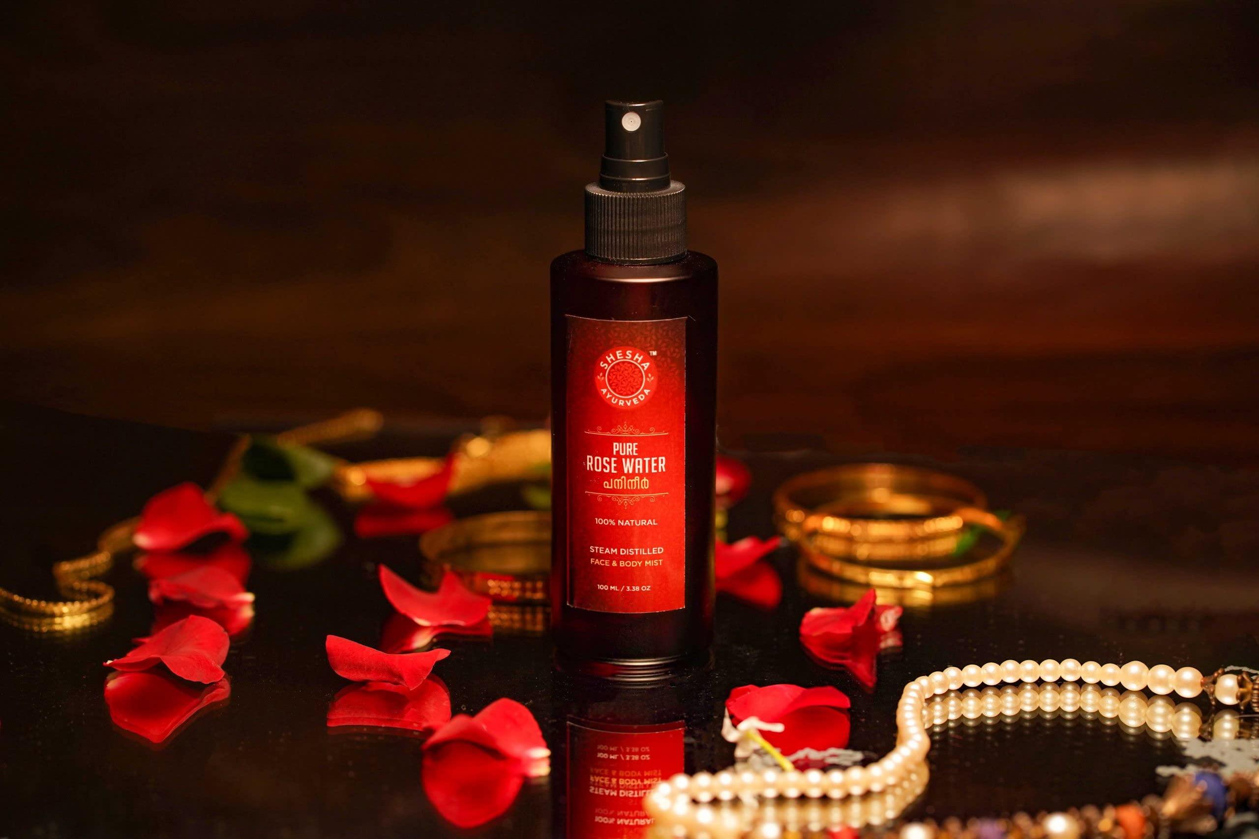 SHESHA NATURALS SHESHA NATURALS Ayurveda Kasturi Manjal (Wild/ Musk/ White Kasturi Turmeric Powder) Natural From Kerala Combo, White Turmeric, 25g, Rose Water Glass Bottle