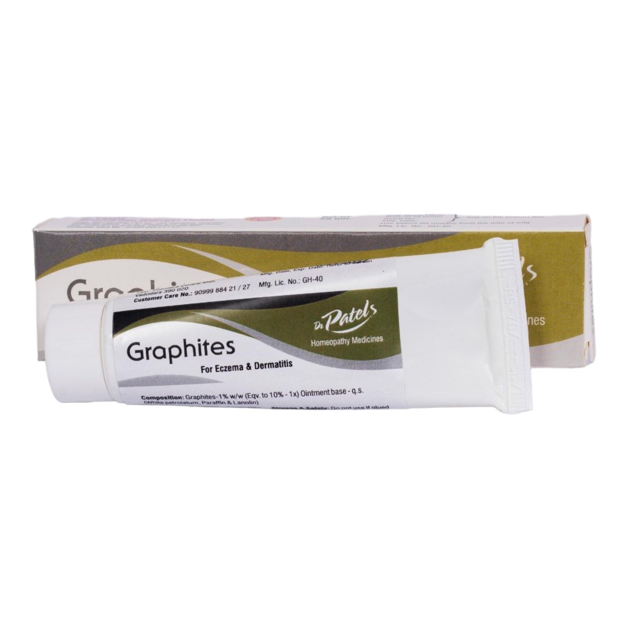 DR PATELS HOMEOPATHIC MEDICINES Dr Patel\'s Homeopathic Graphite Cream for Eczema & Dermatitis | Ointment for skin patches dryness and hardness - 25gm (Pack of 3)