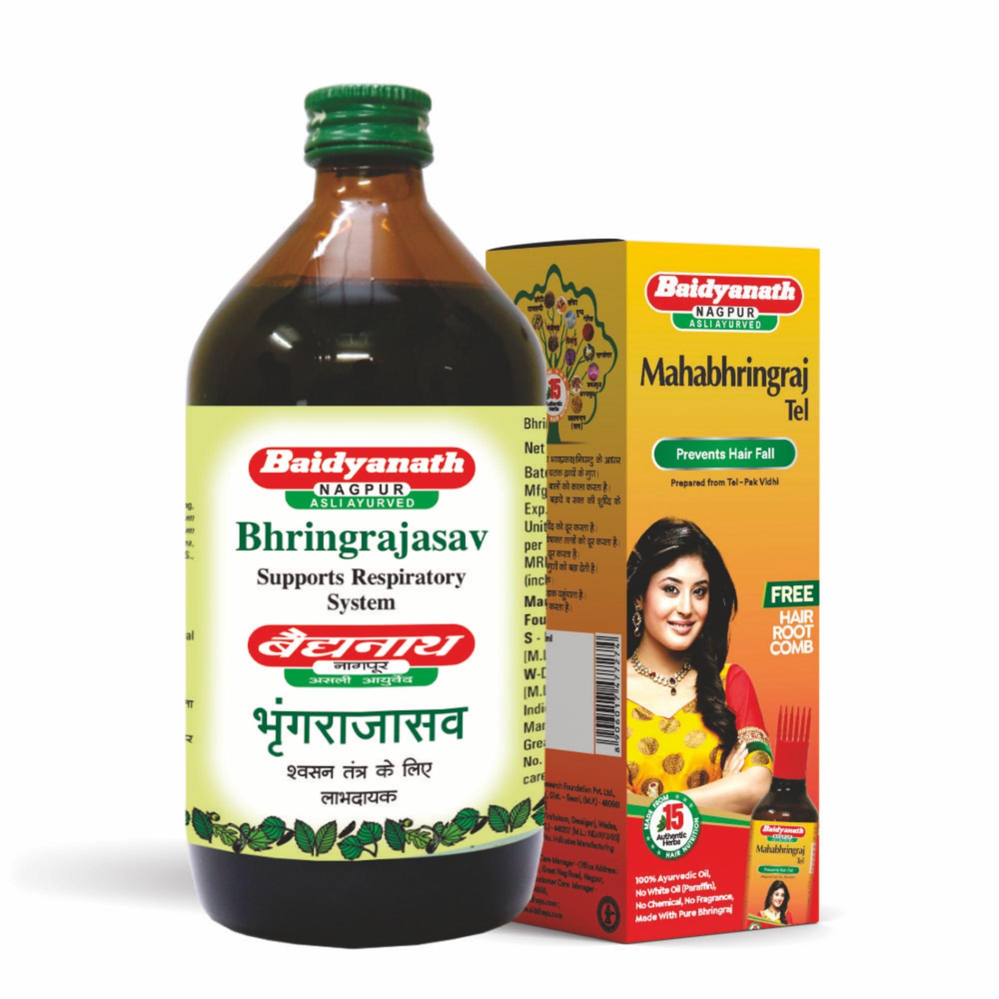 Baidyanath Baidyanath Bhringrajasava 450 Ml Syrup & Mahabhringraj Tel 100 Ml