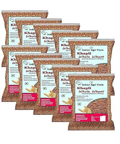 IAgriFarm Iagrifarm Khapli Wheat/Emmer Wheat (Long Grain) - 1 kg - Low Gluten, Glycaemic Index (GI)