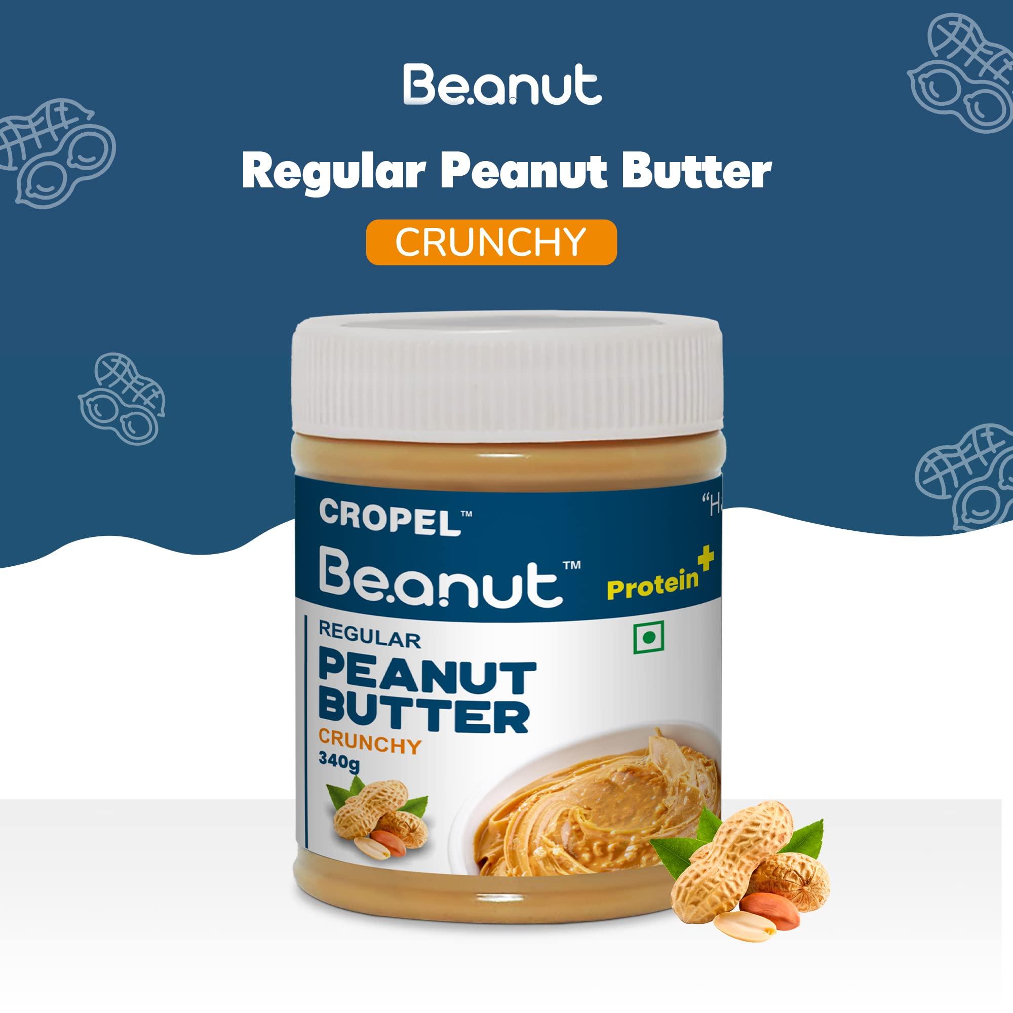 Beanut Beanut Peanut Butter Crunchy is a Smart Choice From Real Roasted Pressed Protein, Non GMO, Gluten Free, Vegan And Cholesterol Free Gym, Exercise Daily Energetic-(340g - Pack of 1)