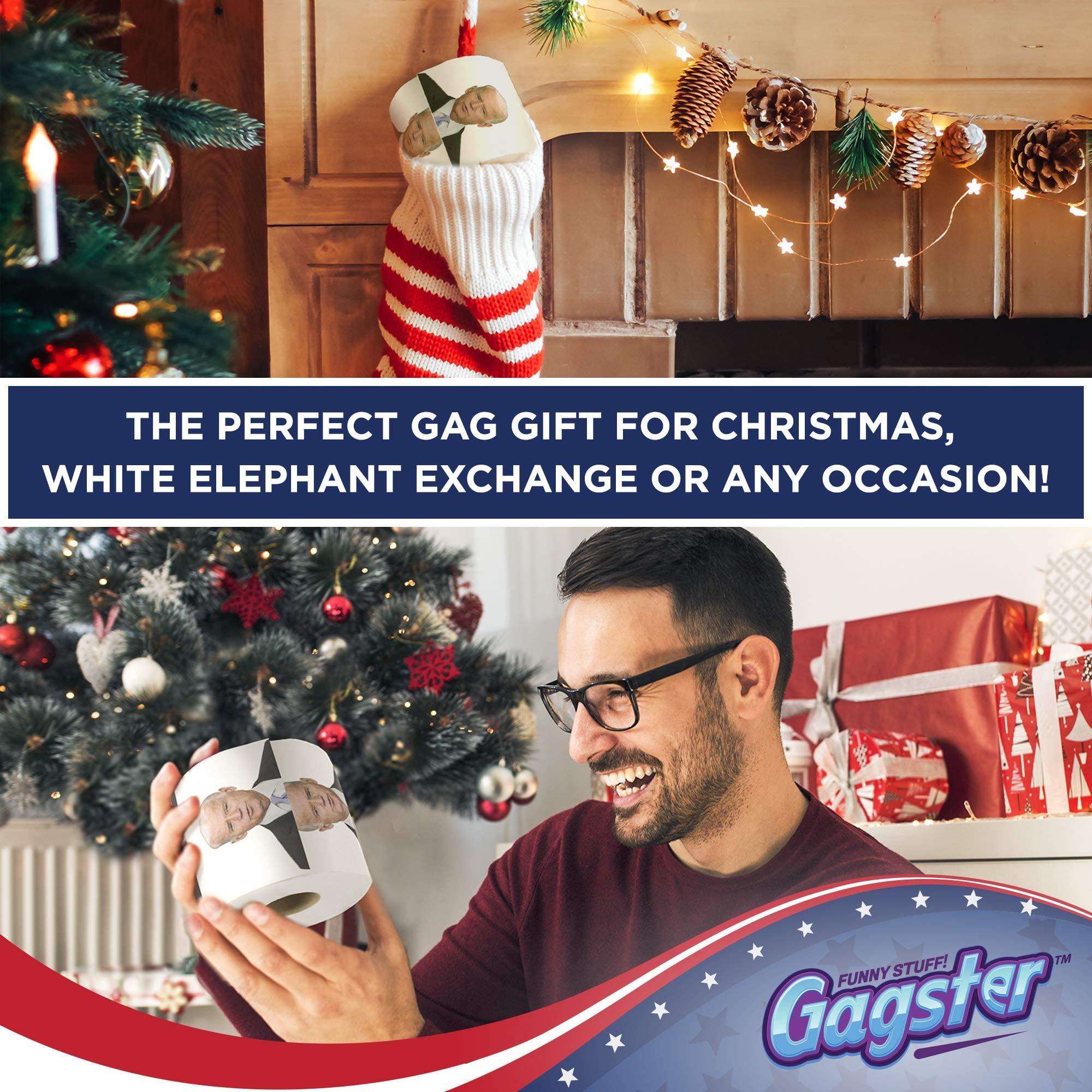 Gagster Joe Biden Toilet Paper Roll - Funny Political Novelty Gag Gift - 3 Ply Bathroom Tissue 200 Sheets in Each Roll - Laugh Out Loud Joke with Image Printed on Every Sheet | Hilarious White Elephant Idea