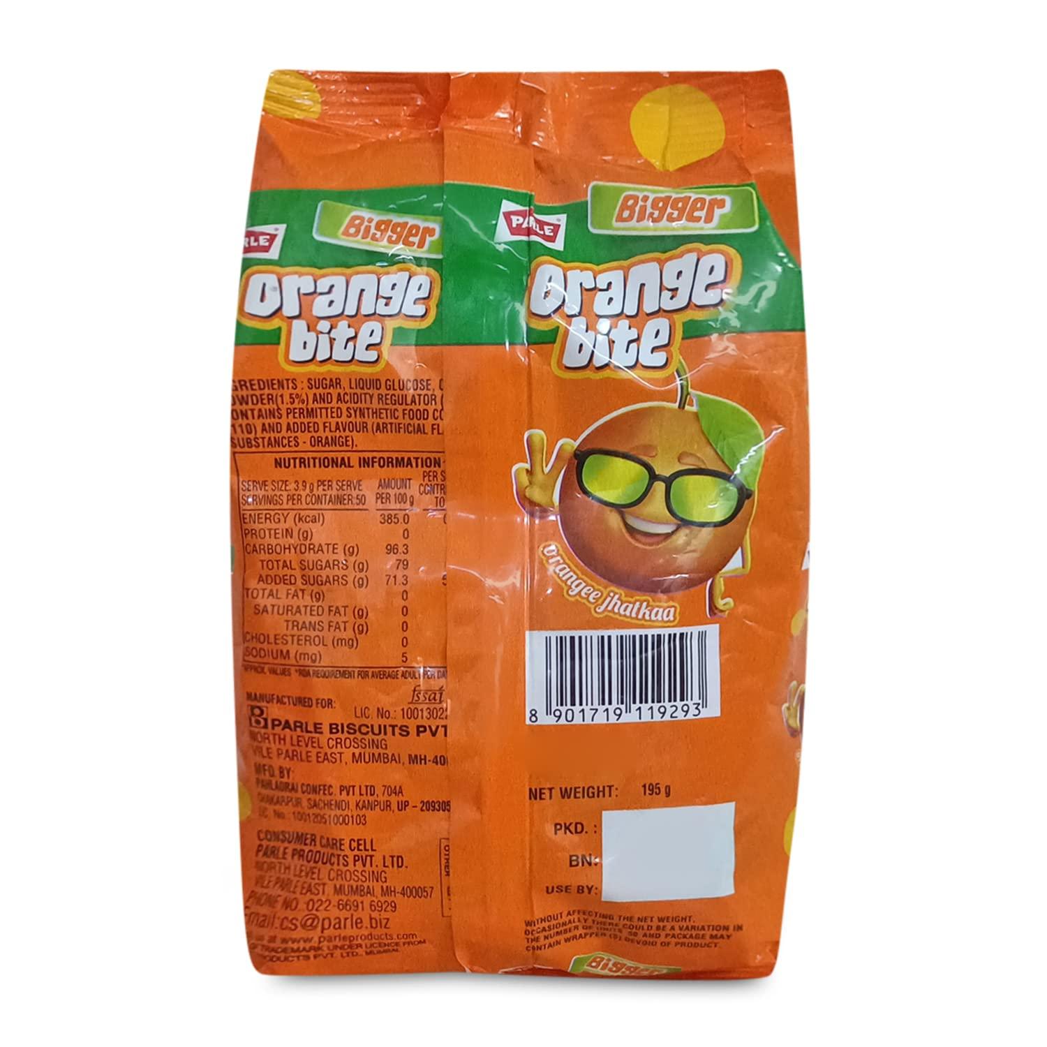 Parle Parle Bigger Orange Bite, 195g Pouch
