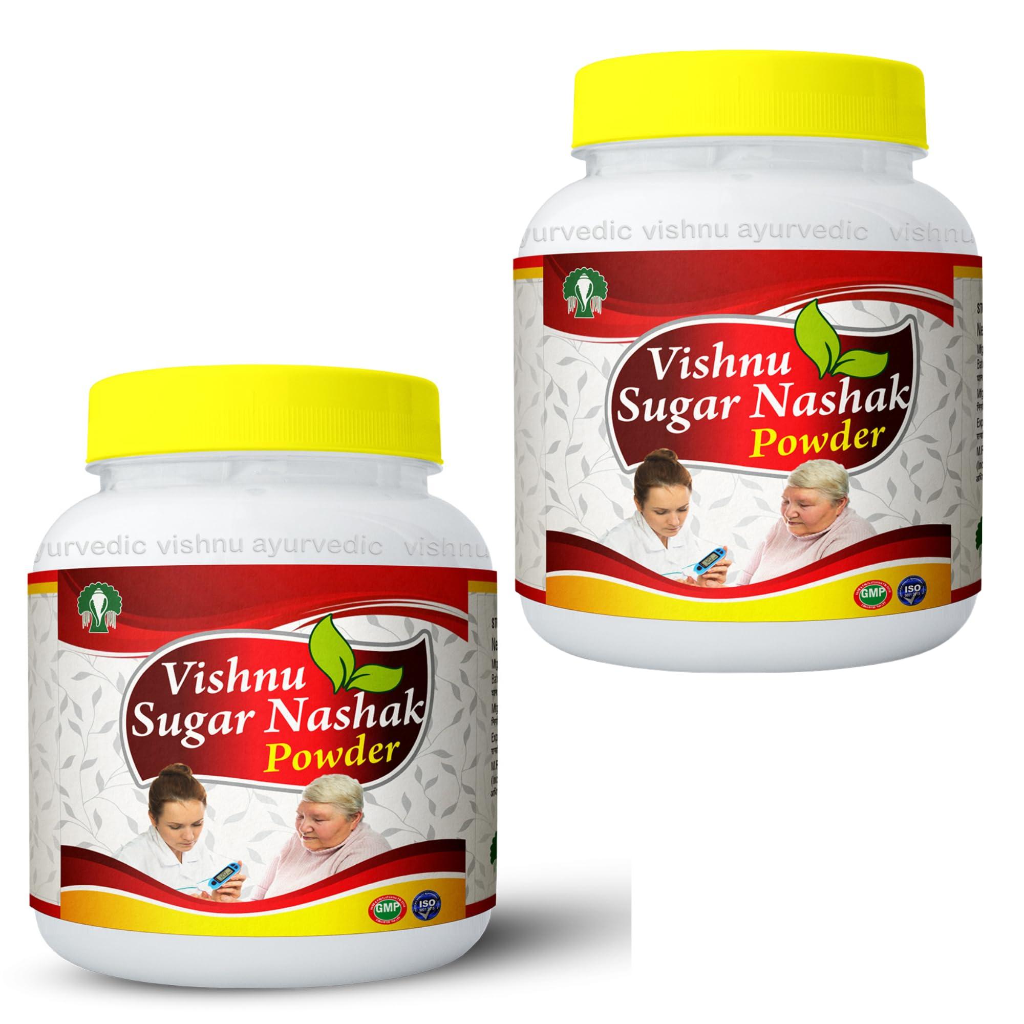 VISHNU SUGAR NASHAK VISHNU SUGAR NASHAK Powder Diabetes Care |Helps Manage Blood Sugar |Diabetes | Ayurvedic Blend for Balanced Blood Sugar Management Natural | Glucose Level (408 Gm) Pack of 2