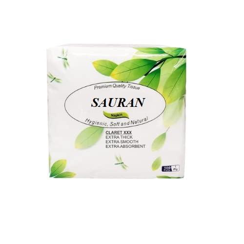 SAURAN Pack of 1 (2 PLY) Soft Paper Napkins (100 Napkins) White Paper (NP11)