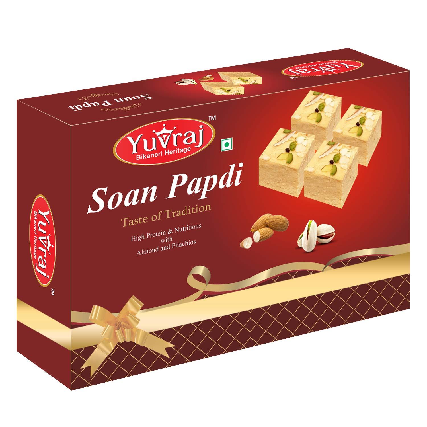 Yuvraj Food Product Yuvraj Food Product soan papdi & chilly channa chur sweet and namkeen combo pack of 2 (400 gm x 2