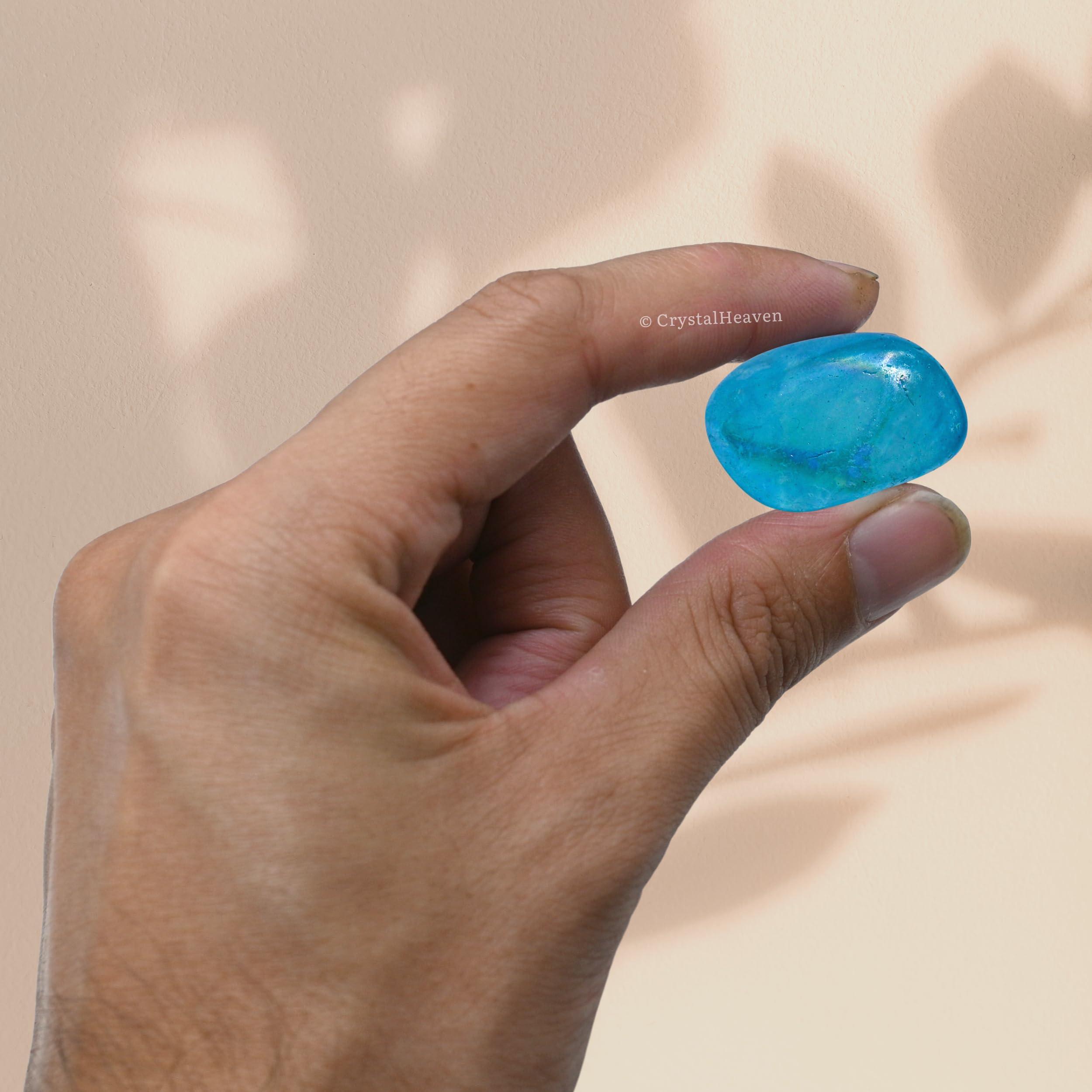 Crystal Heaven Crystal Heaven Certified Aqua Aura Quartz Healing Tumbled Stone,Natural Polished Crystals For Diy Crafts,Manifestation,Meditation,Pooja Feng Shui And Reiki Healing(30 Grams)