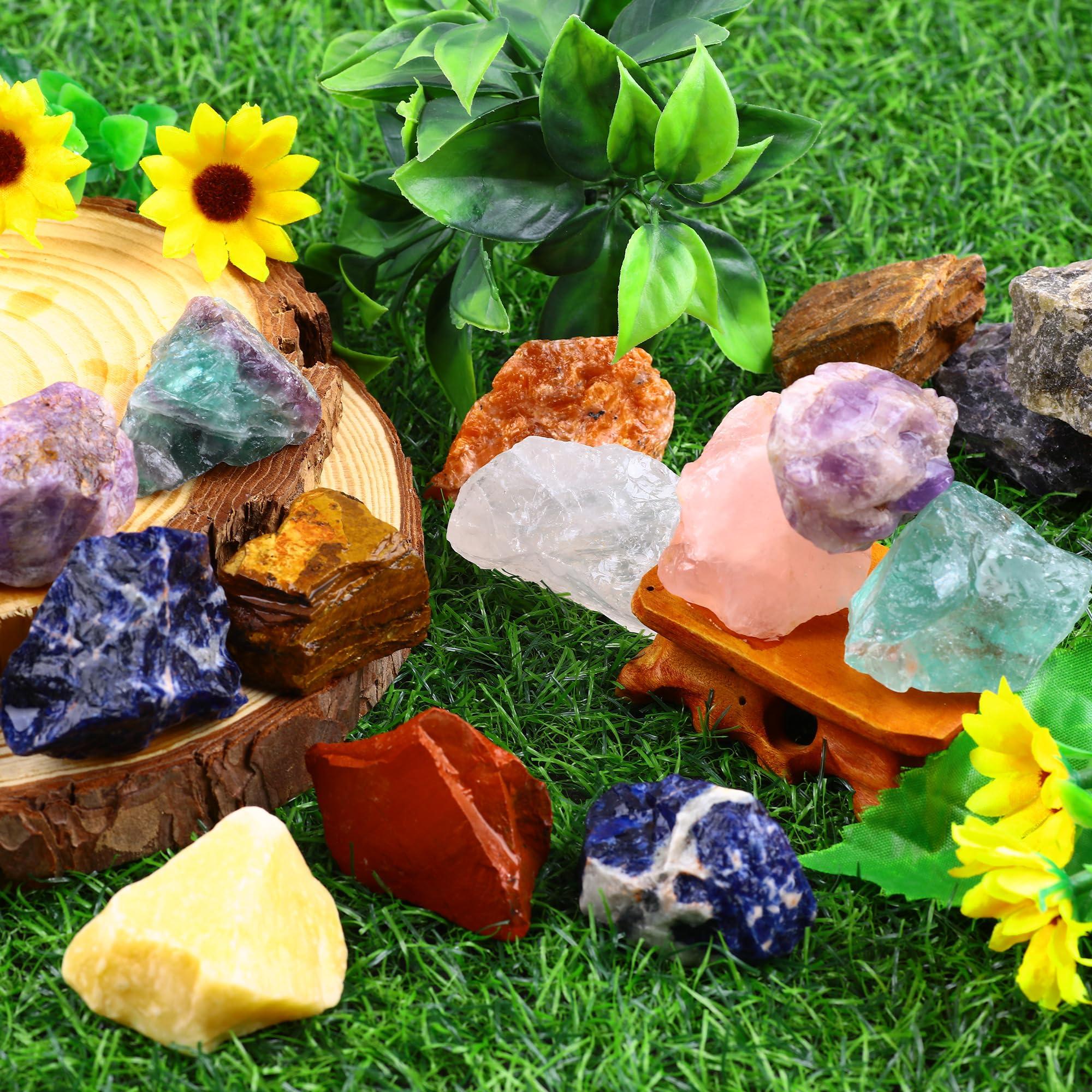 UFEEL UFEEL 1 lb Bulk Rose Quartz Rough Stones - Large 1\" Natural Raw Stones Crystal for Tumbling, Cabbing, Fountain Rocks, Decoration, Polishing, Wire Wrapping, Wicca & Reiki Healing Crystals