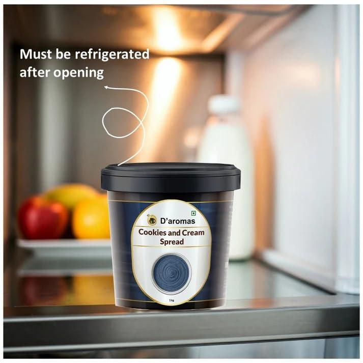 D\'aromas D\'aromas Cookies & Cream Spread, 4kg, Healthy Breakfast Bread Spread, 100% Vegetarian, Top It On Fresh Fruits, Dessert, Milkshake, Bread & Waffles With All Natural Ganache (Each 1kg) (Pack Of 4)