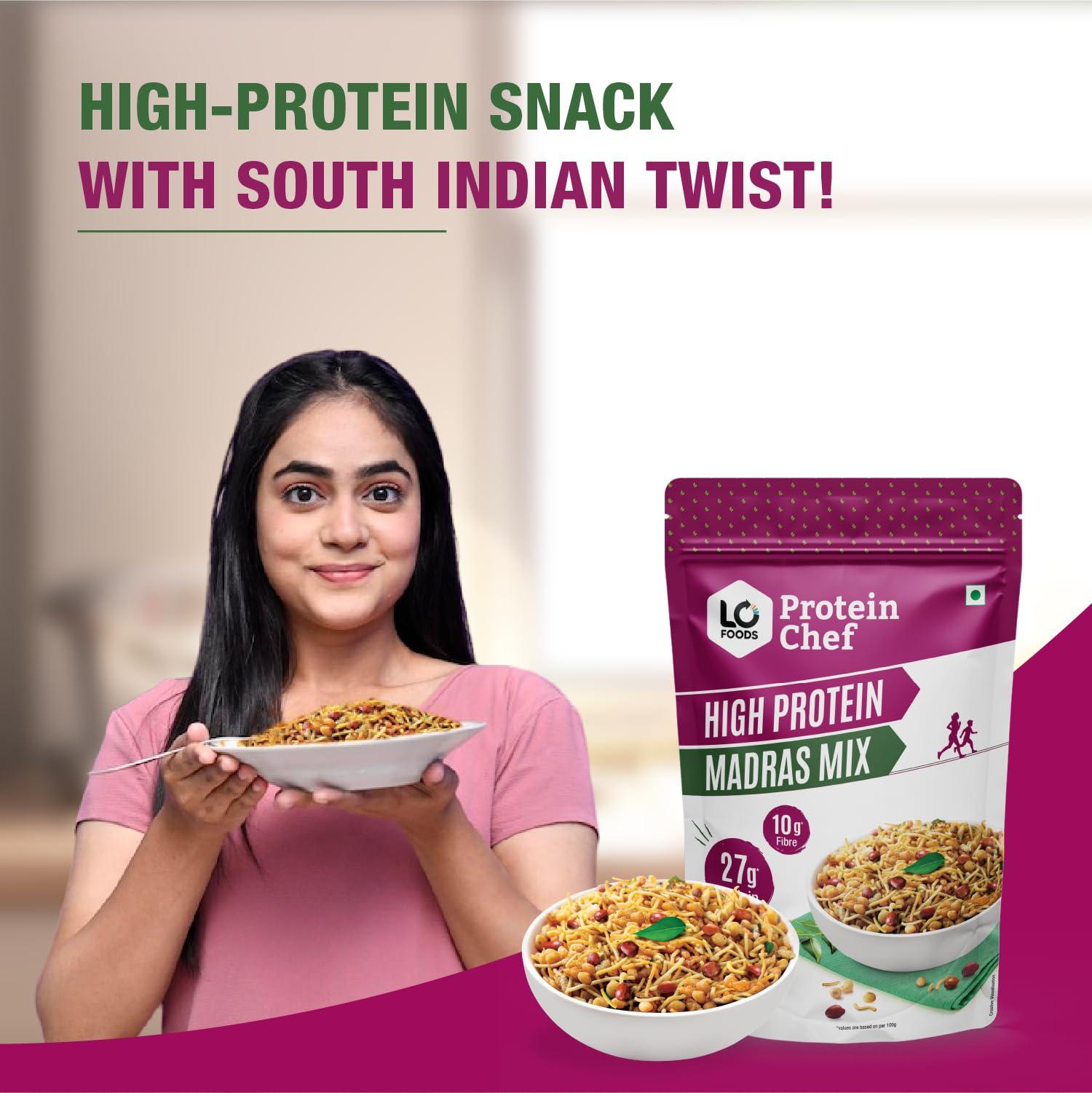 Protein Chef Protein Chef High Protein Snacks South Mixture Namkeen (180g) | 16gm Max Protein per Serve| Guilt free Healthy Snacks | Kerala Mixture style Sugar Free Snacks | Vegan Diet Snacks for Kids, Seniors