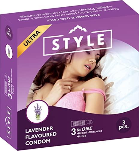 STYLE PREMIUM Style Lavender Condoms for Men 18 count, Pack of 6 (3 pieces per pack)