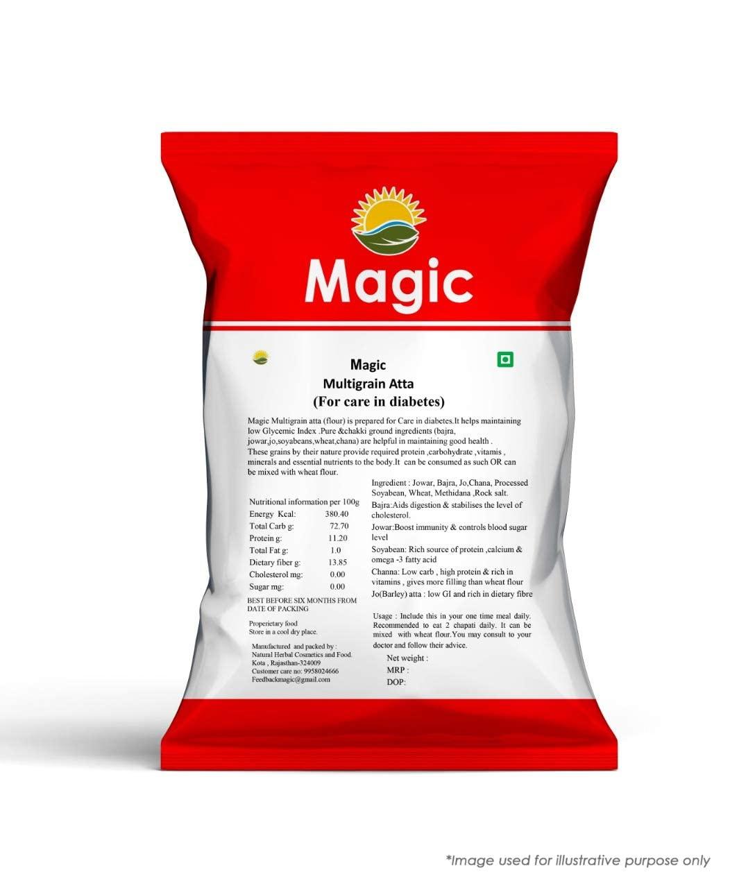 Magic Magic Multigrain Flour for Care in Diabetes Low GI chakki Ground multigrain Atta Pack of 2 (1200 g)