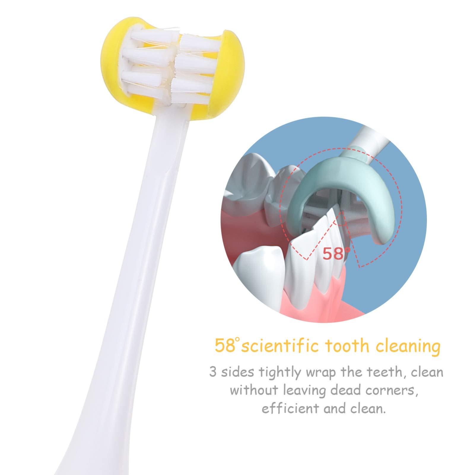 KTMGlobal KTM 3 Sided Autism Toothbrush Kids Toothbrush Soft Bristle Toothbrush Toddler Toothbrushes Yellow