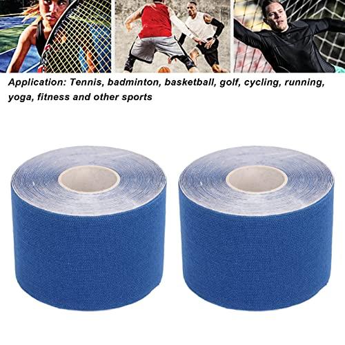HAIBING Sports Recovery Tape Grid Back 5m Length 5cm Width 2pcs Athletic Kinesiology Tape for Badminton (Dark Blue)