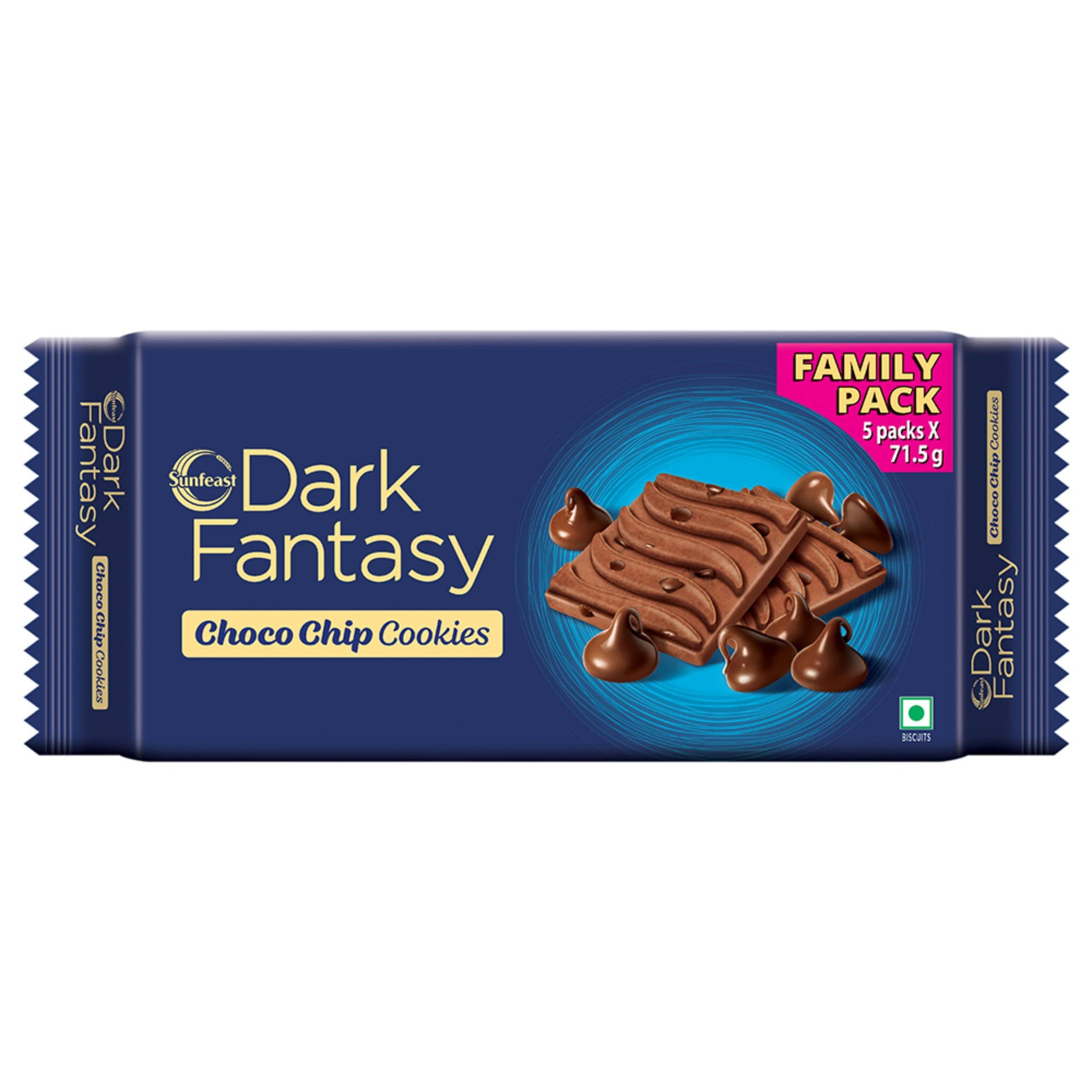 Sunfeast Dark Fantasy Sunfeast Dark Fantasy Choco Fills, 300g, Original Filled Cookies with Choco Crme & Sunfeast Dark Fantasy Choco Chip, Chocolate Cookies Loaded with Choco Chips, 357.5g
