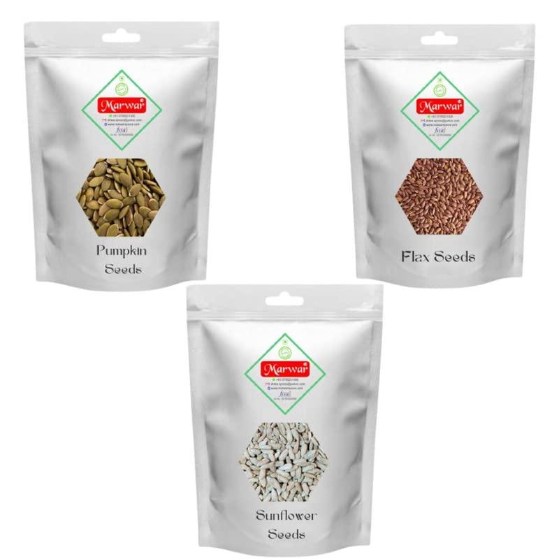 MARWAR Marwar Combo Pack of | Pumpkin Seeds + Sunflower Seeds + Flax Seeds | 250 Gms Each | Pack of 3