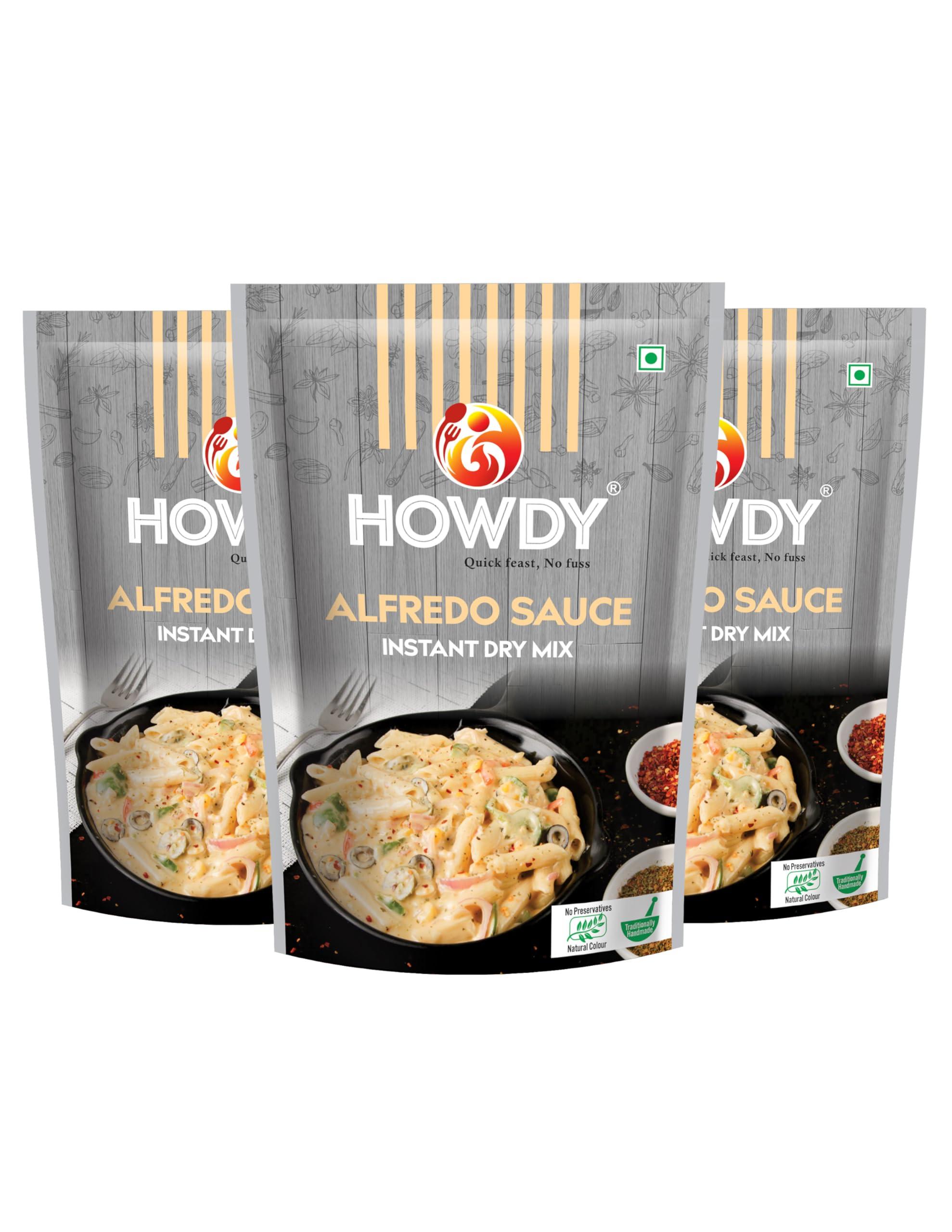 Howdy HOWDY - Alfredo Sauce Dry Mix | Instant Sauce - Ready to cook | No Preservatives - Pack of 3