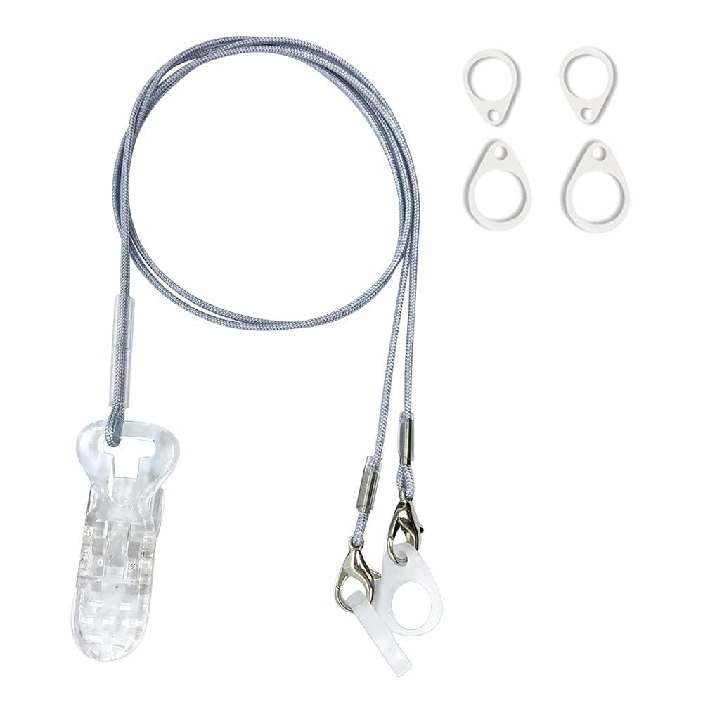 Anico BTE Hearing Aid Clips Otoclip for Adults and Kids with 7mm 9mm 11mm Silicone Loops for BTE Hearing aids and Anti Lost Lanyard Cord and Carry case (Gray)
