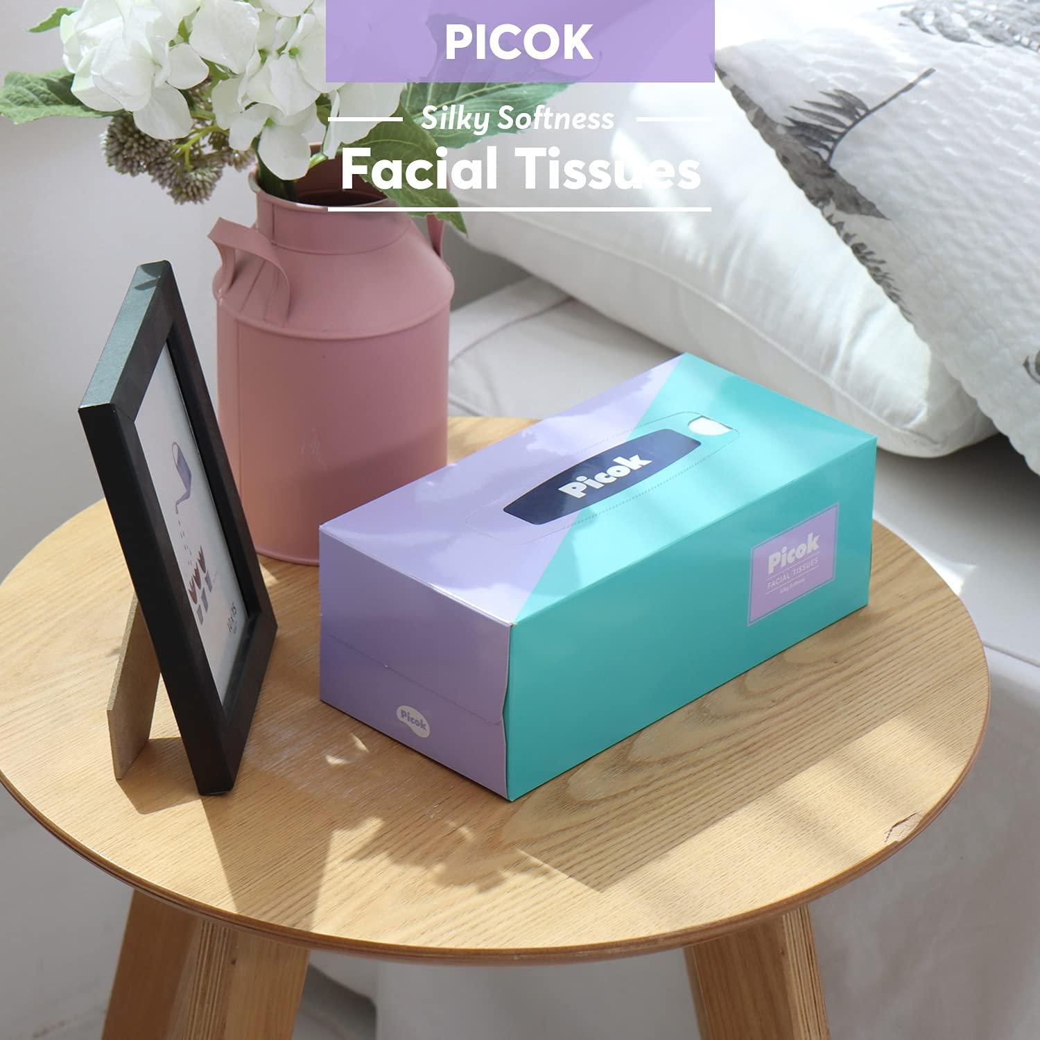 Picok Picok Silky Soft Facial Tissues (150 X 3box), Silky Touch,100% Natural Virgin Pulp, Made in Korea